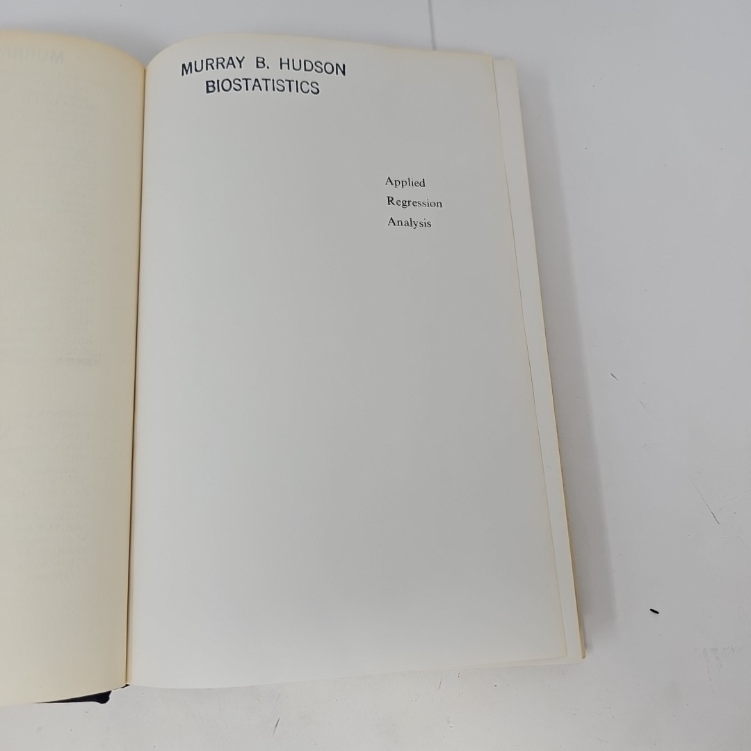 JOHN WILEY & SONS Applied Regression Analysis Hardcover Book Draper Smith 1966