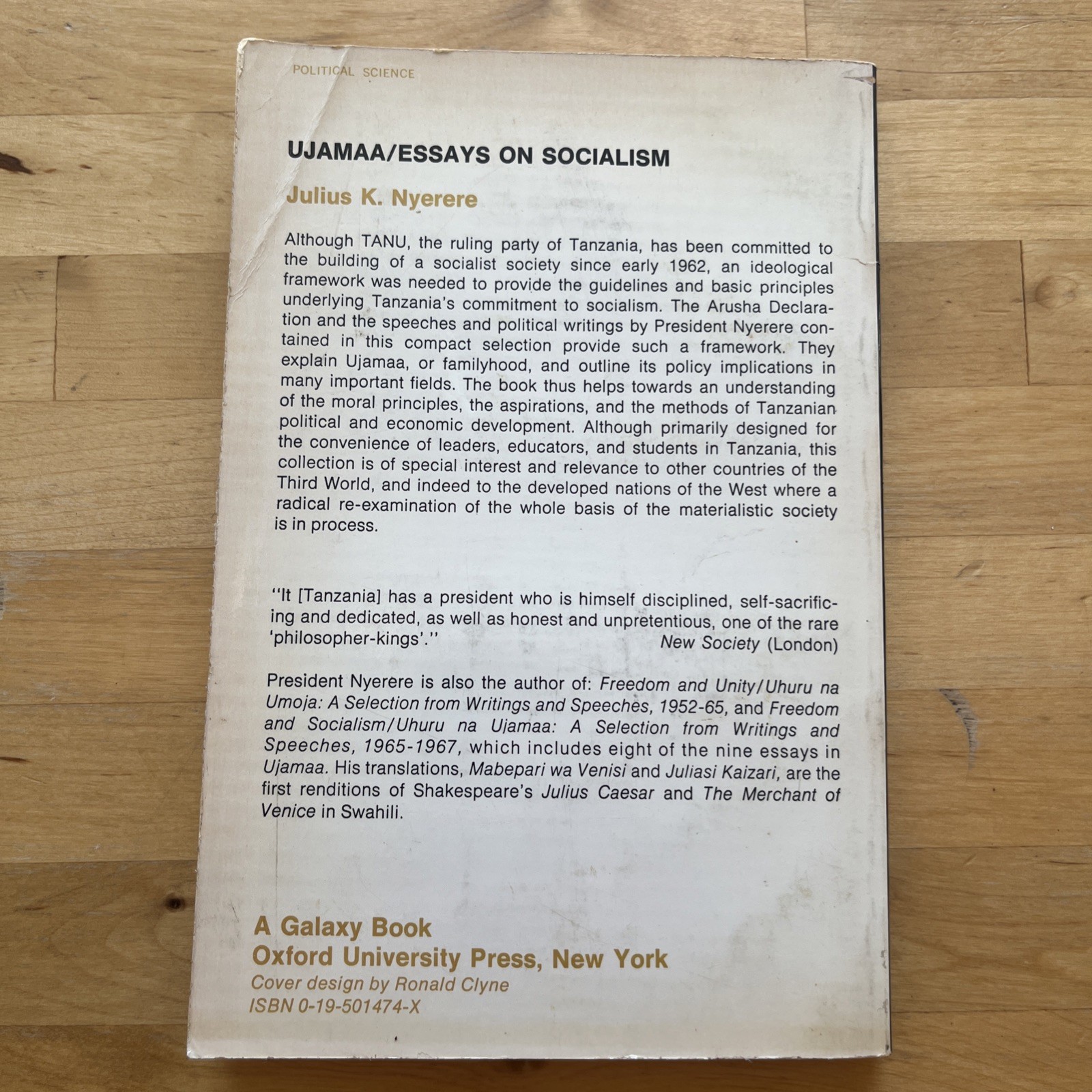 1973 Ujamaa- Essays on Socialism, Julius K Nyerere, Tanzanian History, Vtg Ppbk