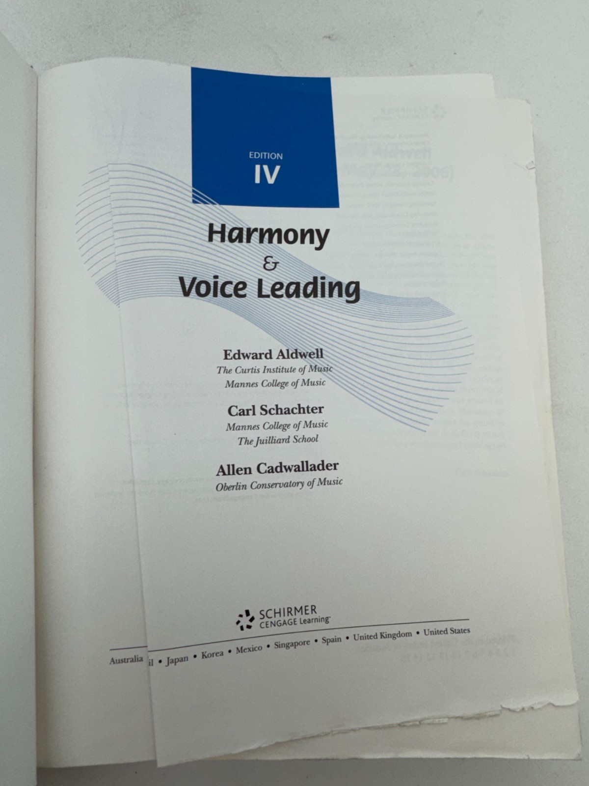 Harmony & Voice Leading 4th Edition Aldwell Schachter Schirmer Music Textbook