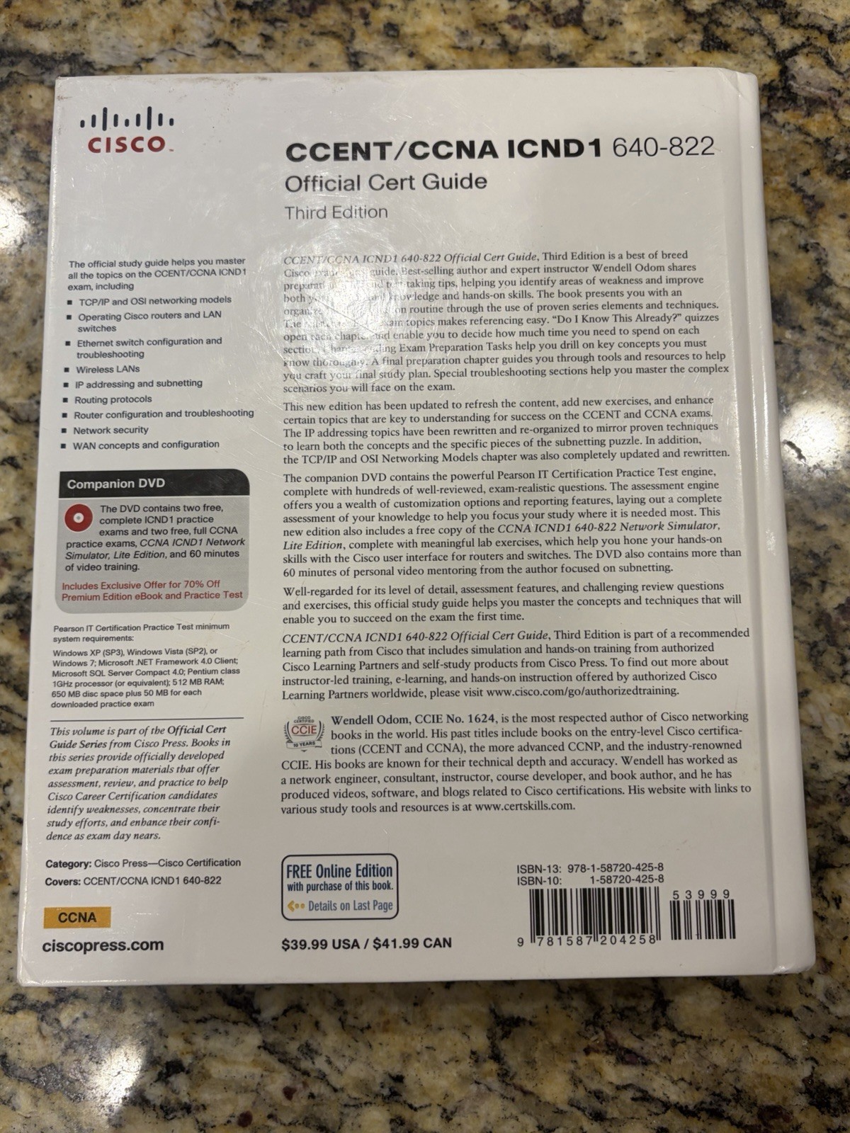 CCENT/CCNA ICND1 640-822 Official Cert Guide (3rd Edition) – VERY GOOD