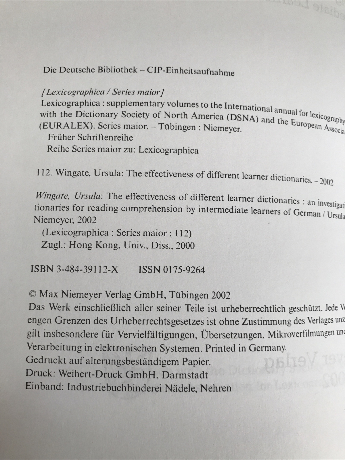 RARE BOOK The Effectiveness of Different Learner Dictionaries (Lexicographica)