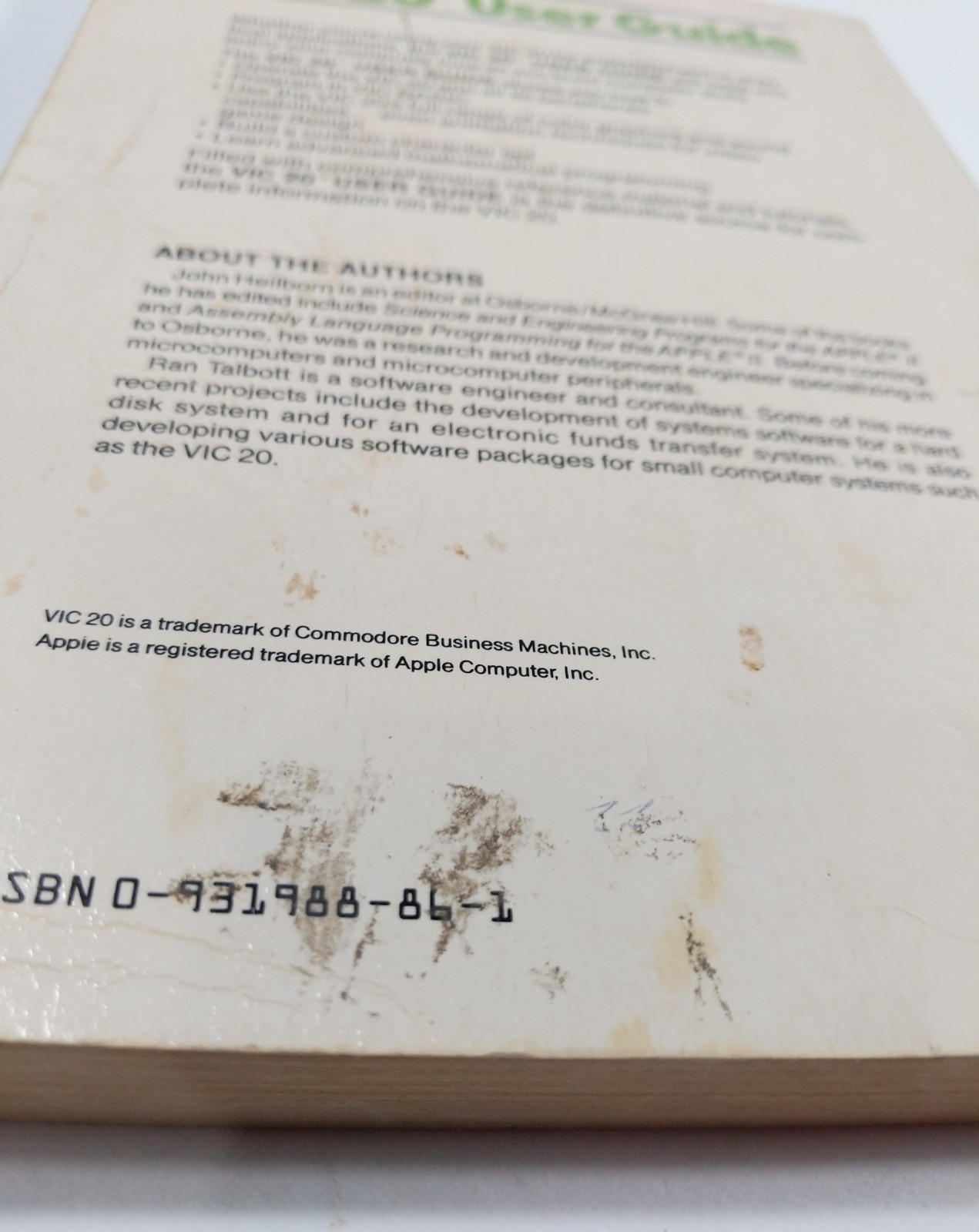 Vic 20 User Guide / Osborne / McGraw-Hill / Commodore VIC-20 (Book)