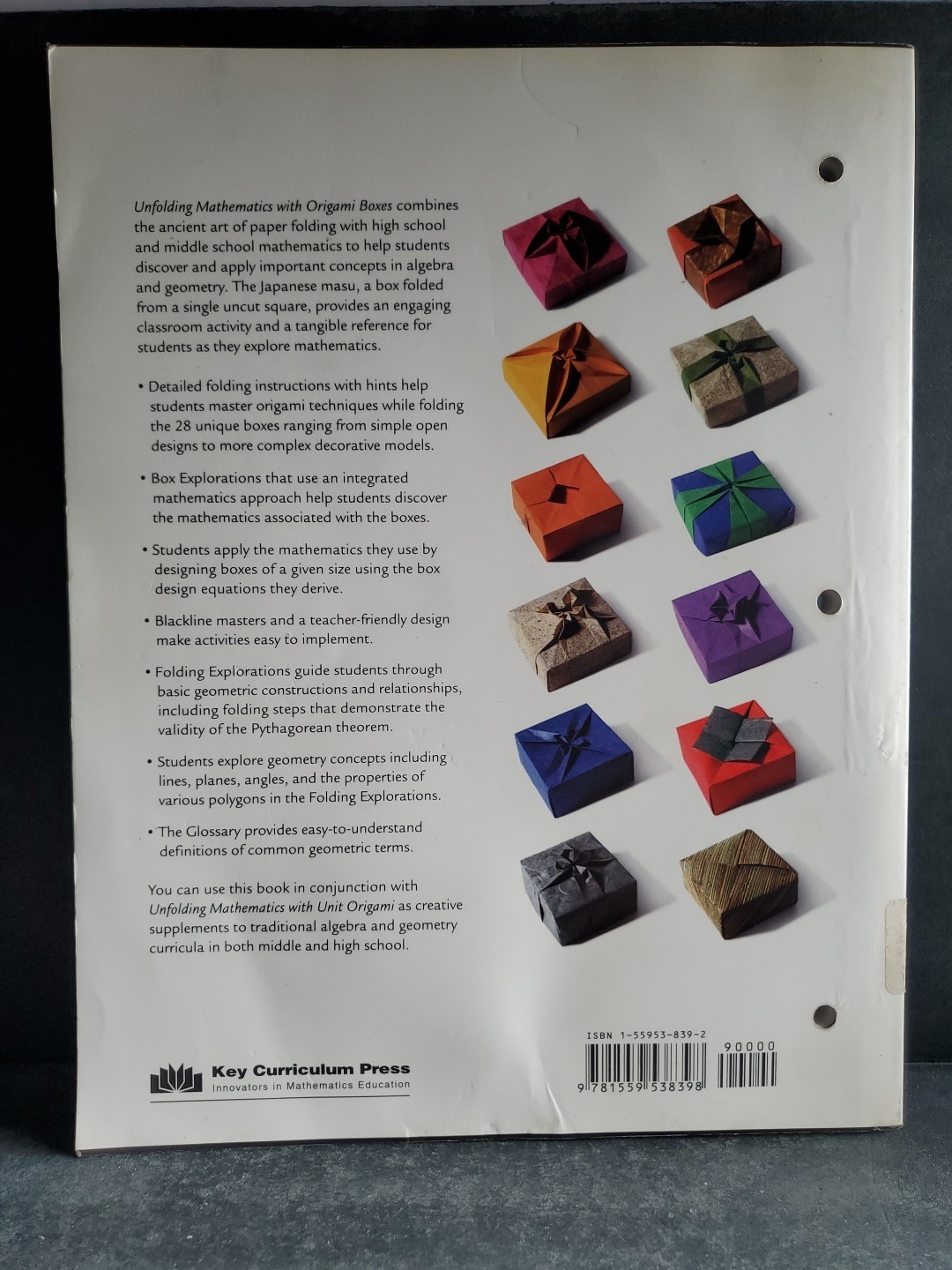Unfolding Mathematics with Origami Boxes Tubis Signed 2006 Math Workbook