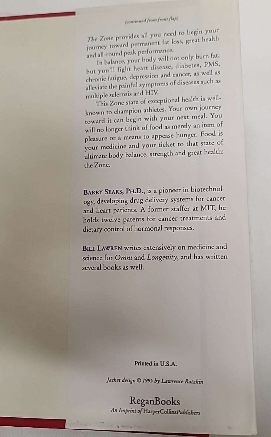 Enter the Zone Diet Hormone Balance Barry Sears Lose Weight Better Quality Life