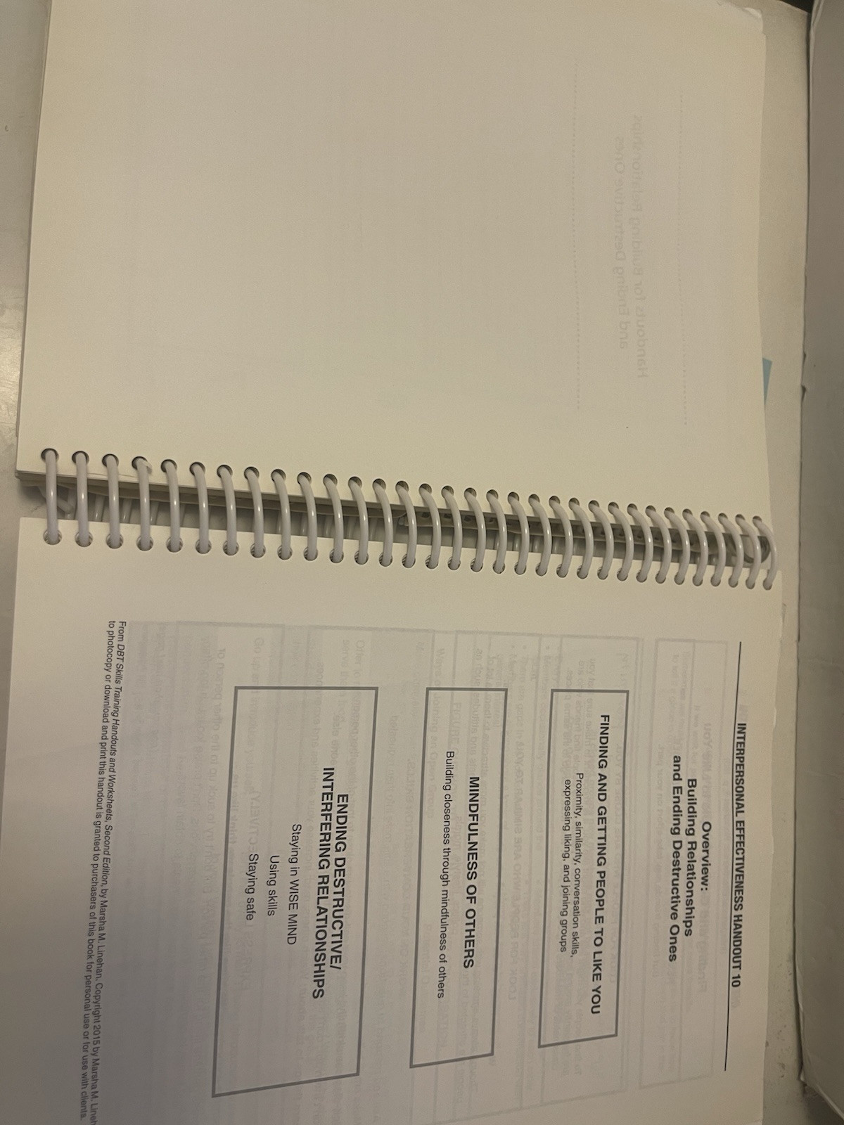 DBT Skills Training Handouts and Worksheets 2014 Spiral Bound Paperback