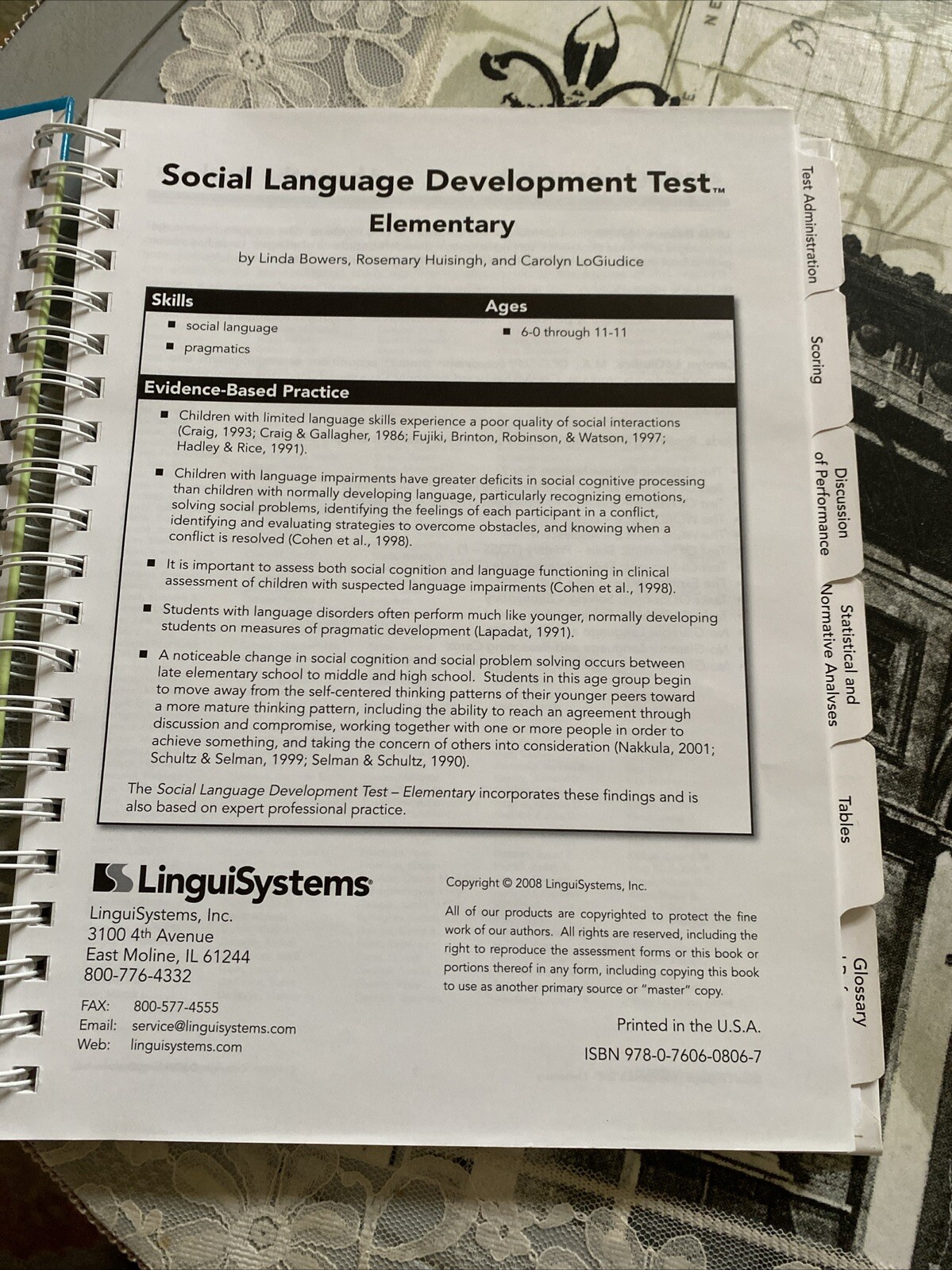 Social Language Development Test-Elementary + 1 Protocol Form (Copy B)