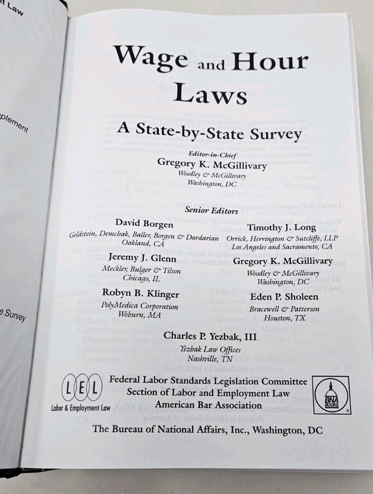 Wage and Hour Laws State by State ABA Section of Labor & Employment Law Book