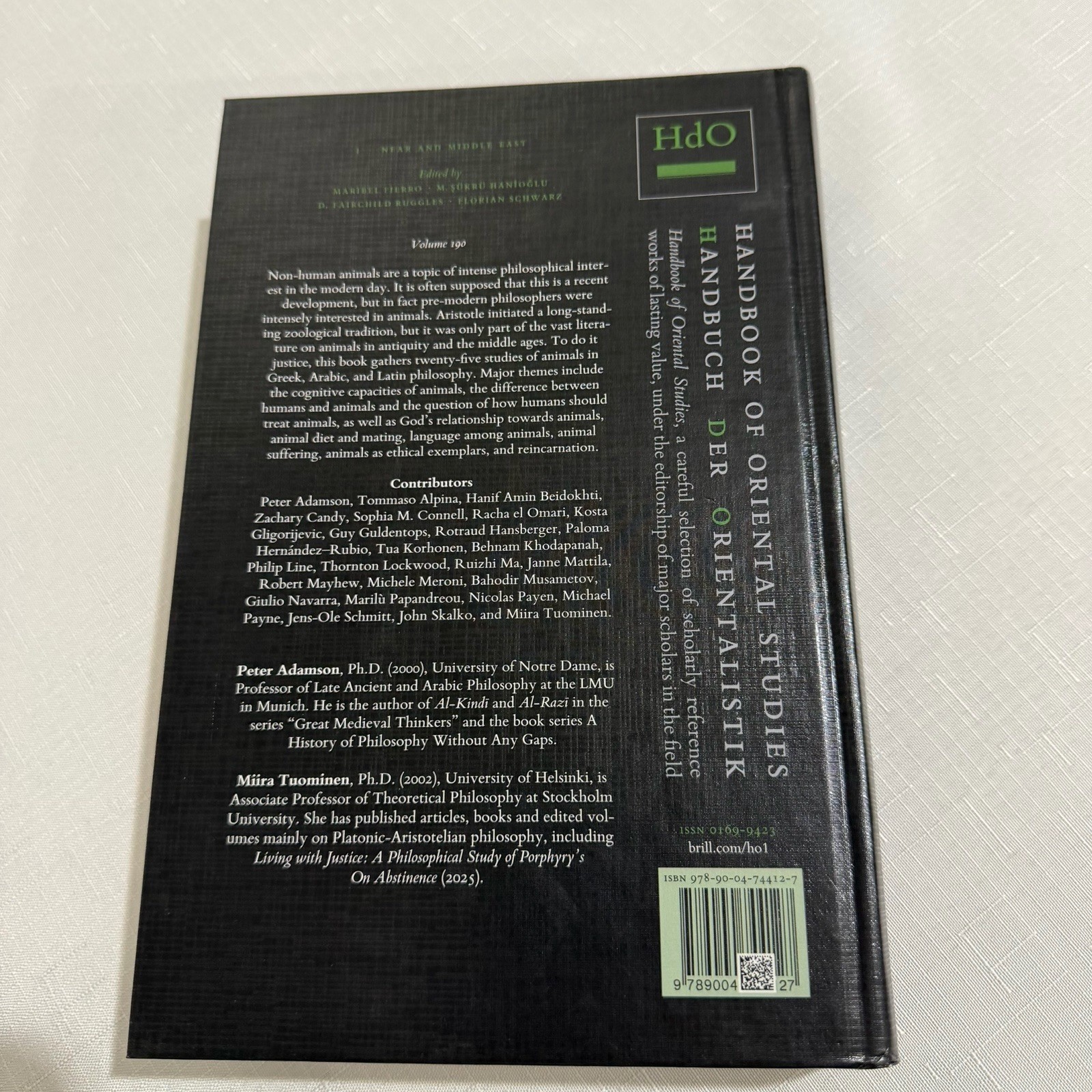 Animals in Greek, Arabic, and Latin Philosophy Brill HdO Peter Adamson Hardcover