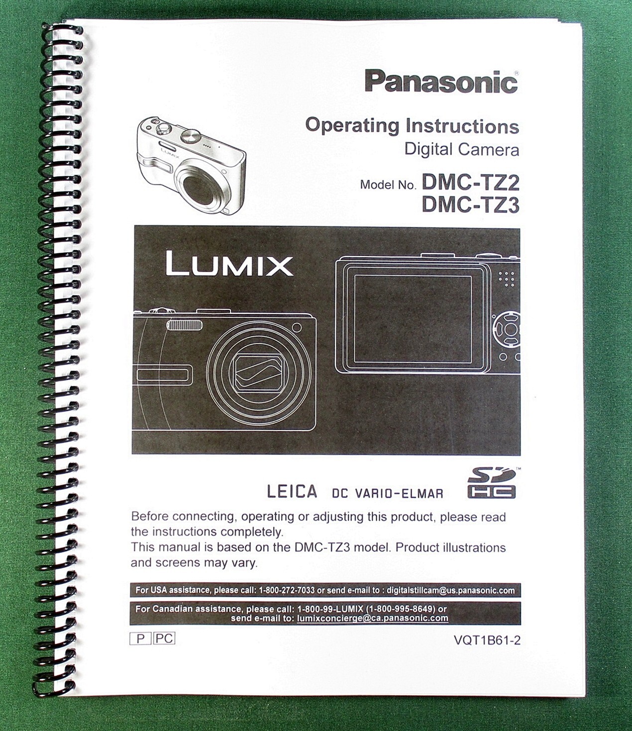 Panasonic DMC-TZ2 DMC-TZ3 Instruction Manual: 108 Pages & Protective Covers!