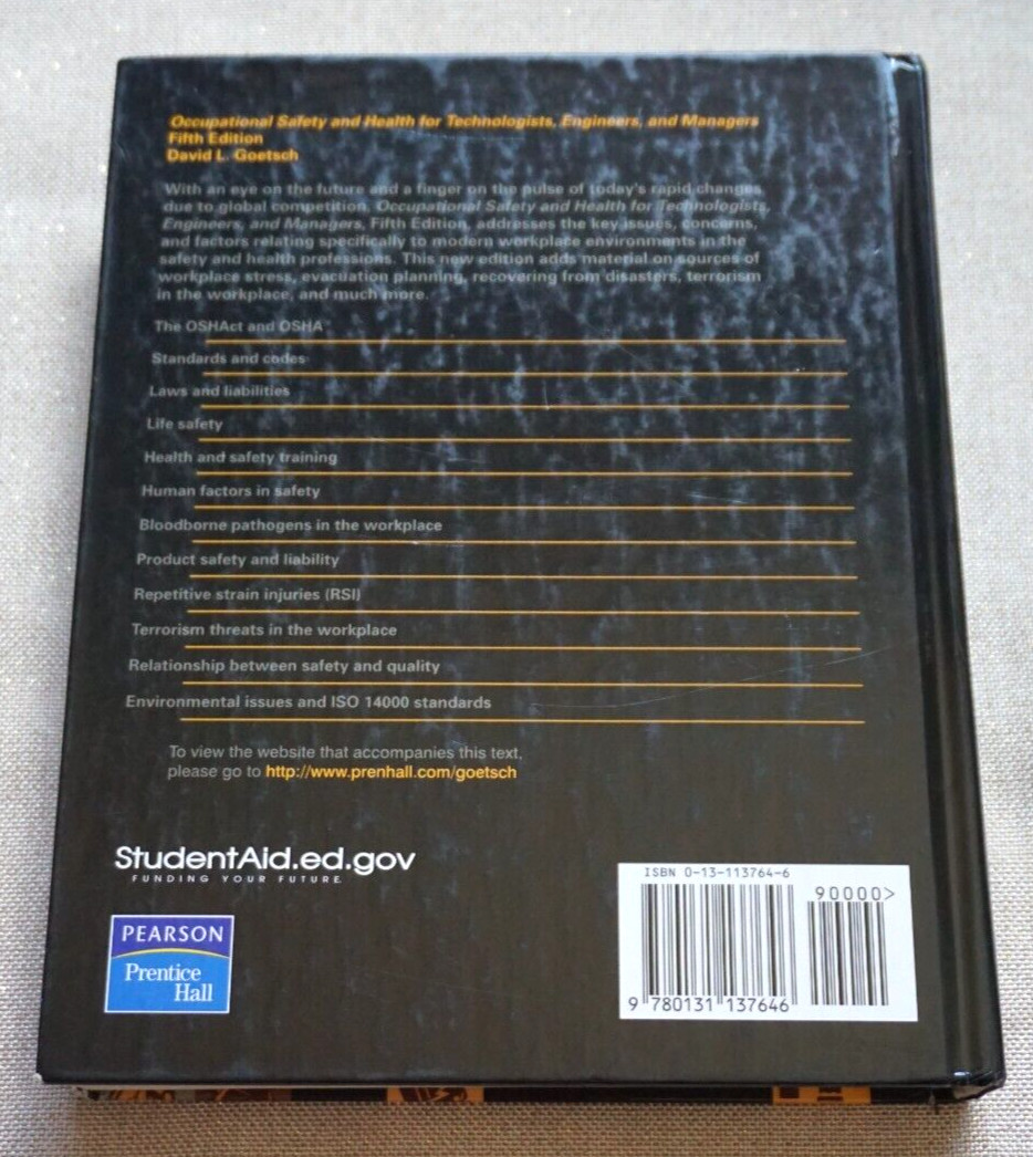 Occupational Safety and Health by David L. Goetsch Fifth Edition