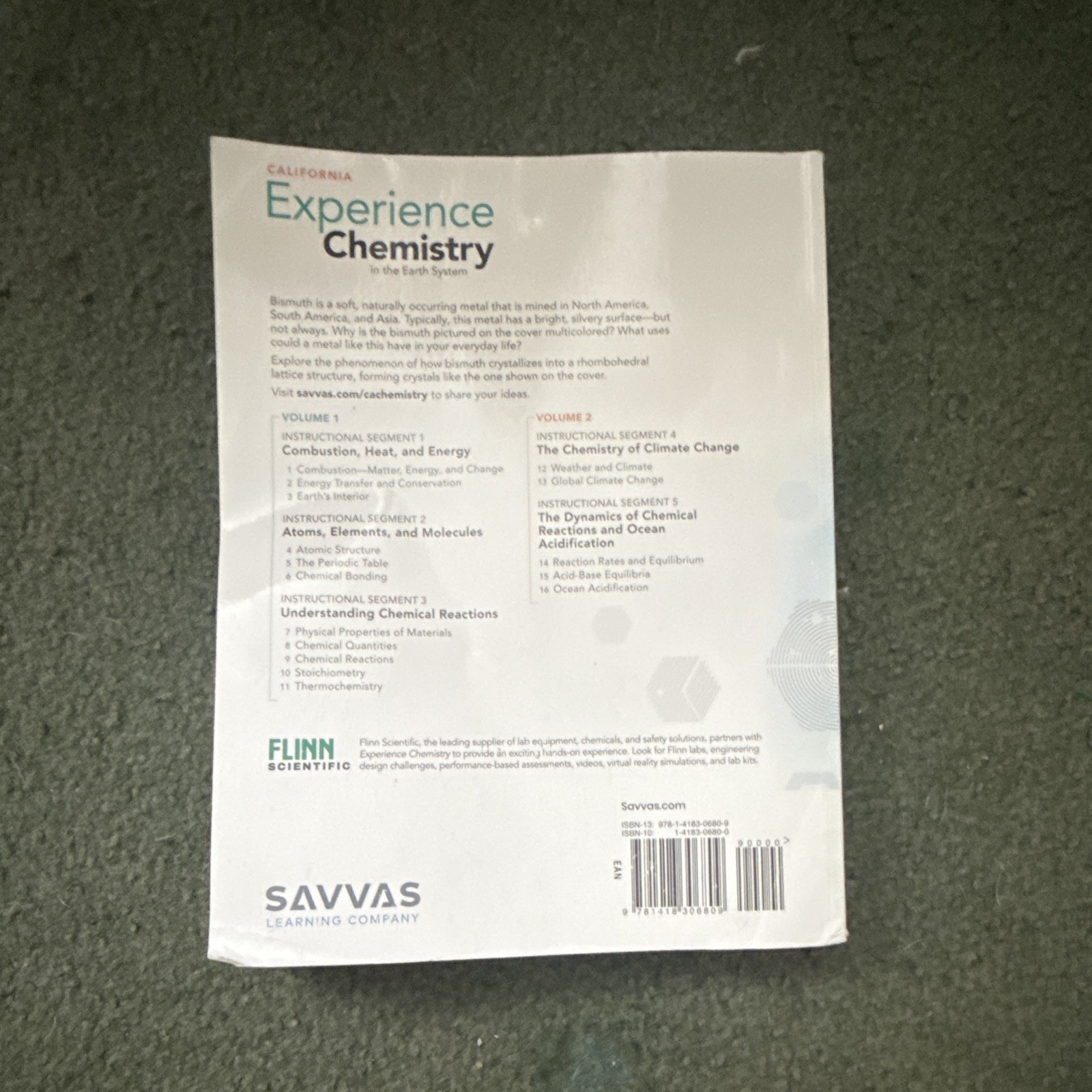 Savvas Learning Co Experience Chemistry Earth System CA Vol 1 2020