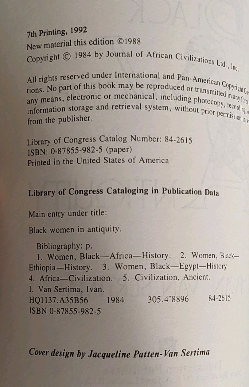 Black Women of Antiquity ed. Ivan Van Sertima Journal of African Civilizations