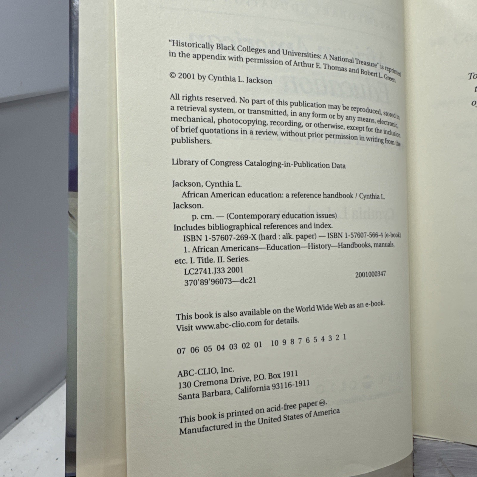 African American Education: A Reference Handbook by C. L. Jackson – Inscribed