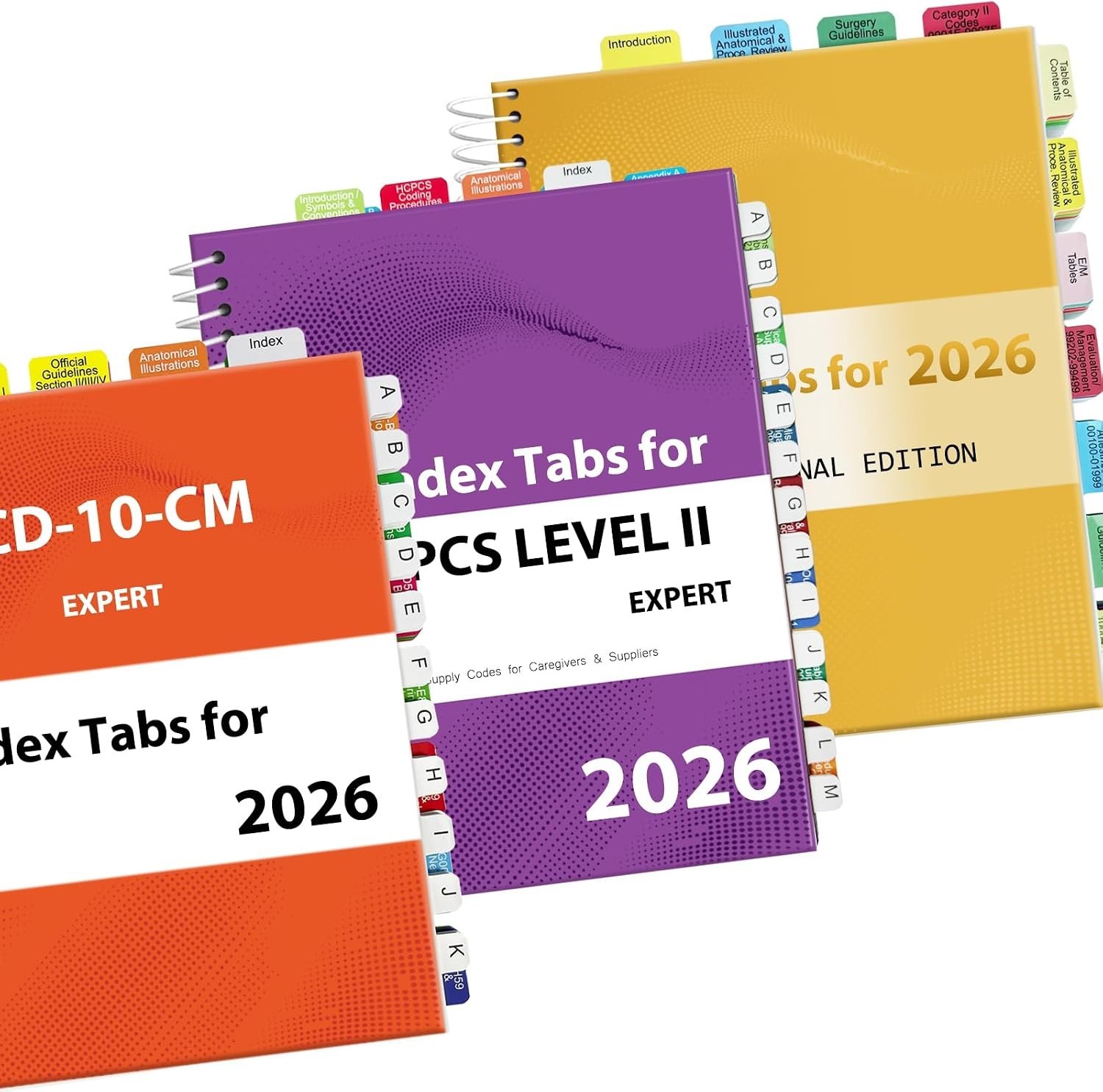 Professional 2026 CPT ICD-10 HCPCS Tabs: Laminated, Scientific Design, Quick Nav
