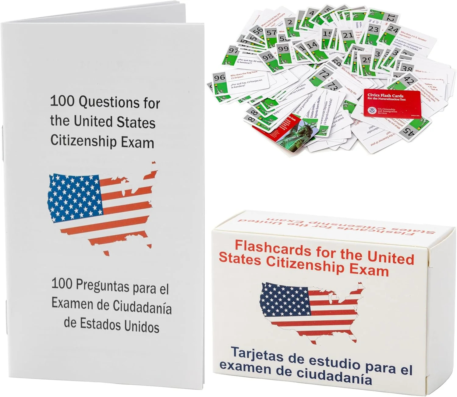 2026 USCIS Citizenship Flash Cards Bilingual Spanish English Civics Test Study S