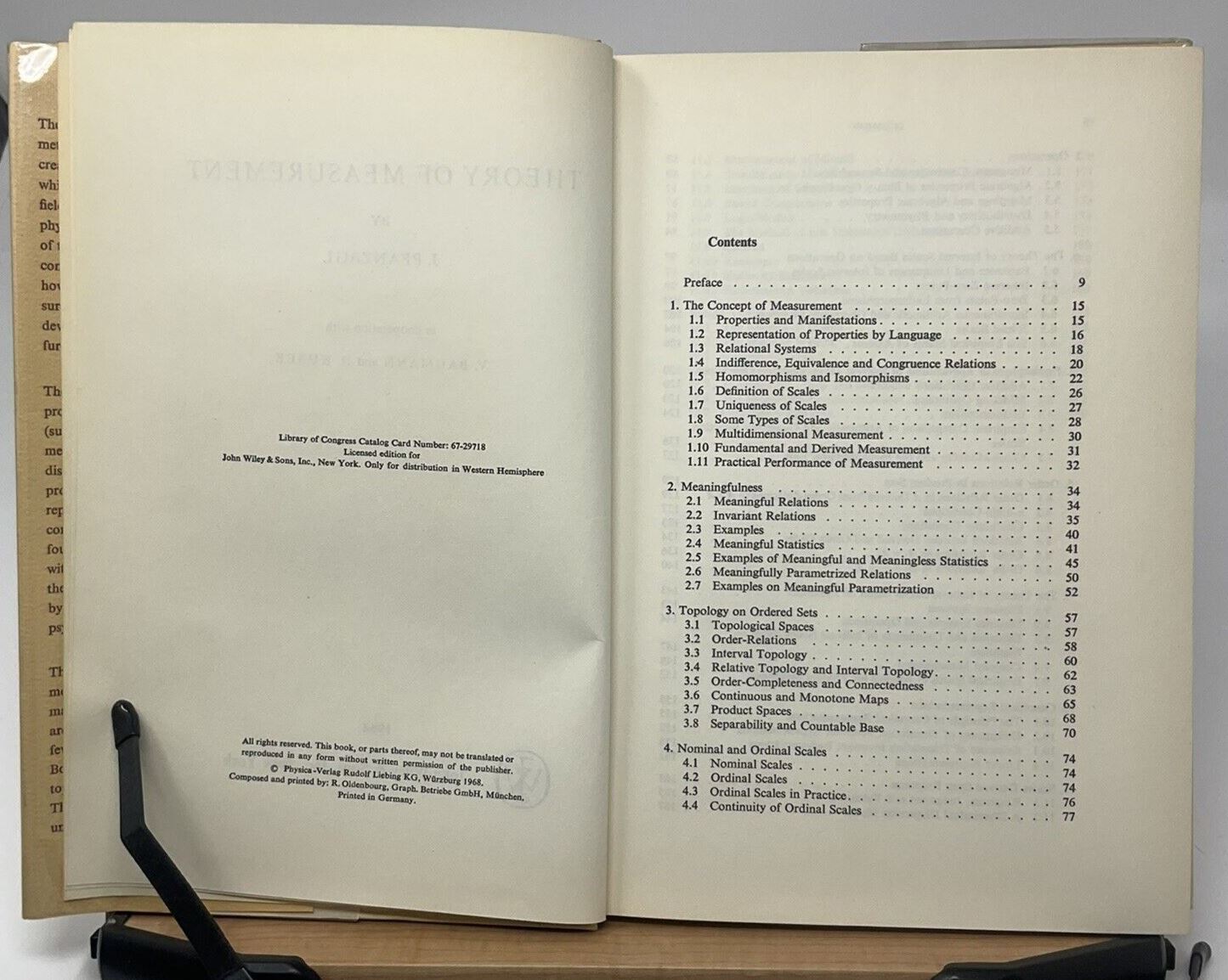 Theory of Measurement Pfanzagl 1968 1st American Edition E7