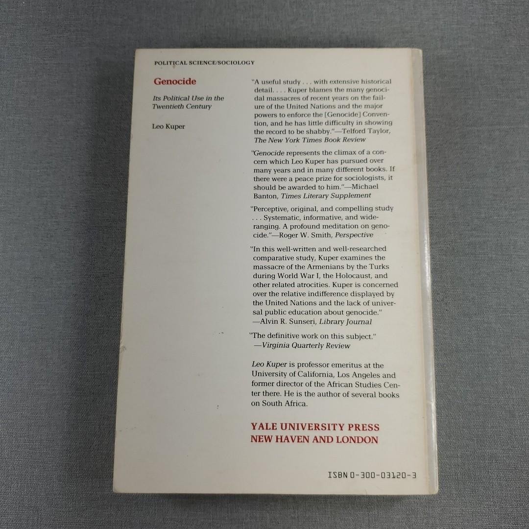 Genocide ~ Political Use by Leo Kuper 1981 Trade Paperback Book Yale Univ Press