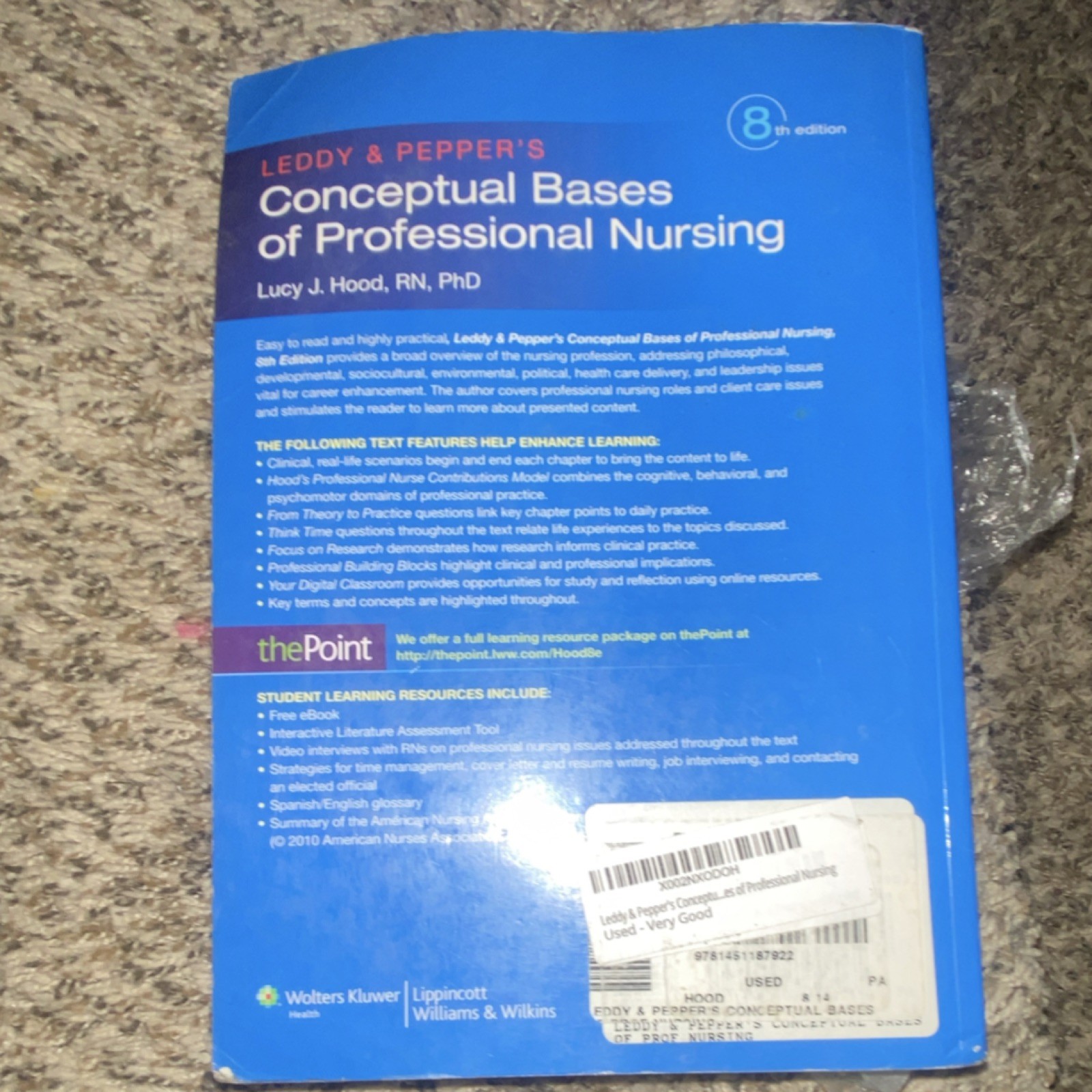 Leddy & Pepper’s Conceptual Bases of Professional Nursing 8th Ed Lucy J Hood