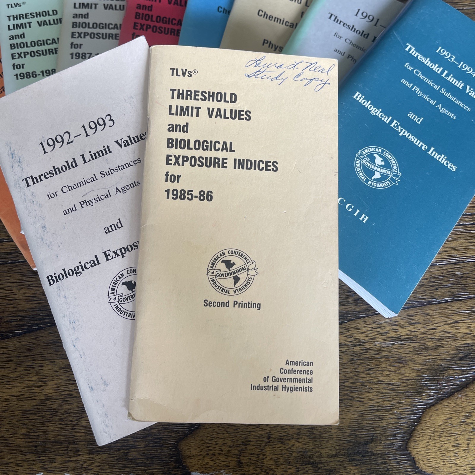 ACGIH Booklet Lot 10x Threshold Limit Values TLV BEIs 1982-1994 Vintage
