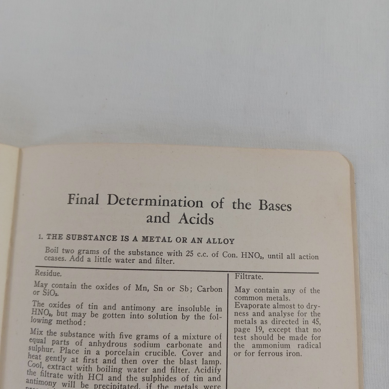 Qualitative Analysis J.O. Frank Fourteenth Edition 1948 Chemistry Booklet 38 Pgs
