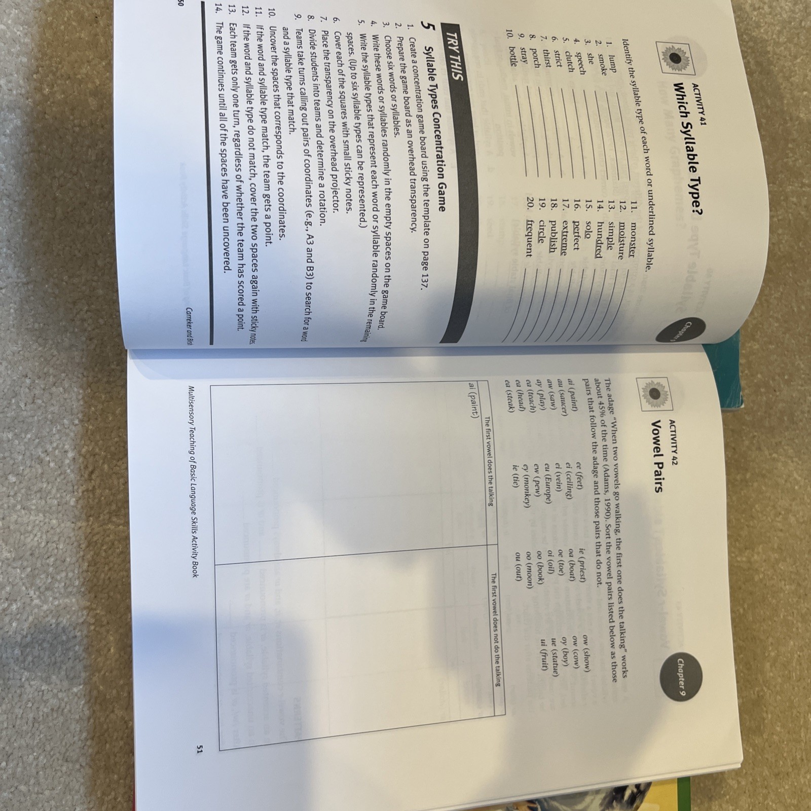 Multisensory Teaching of Basic Language Skills Activity book