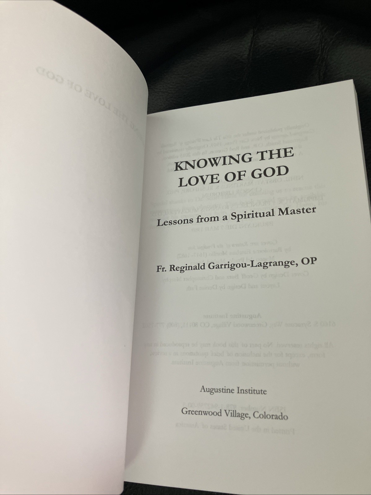 Knowing the Love of God by O P Reginald Garrigou-Lagrange *Excellent Condition*