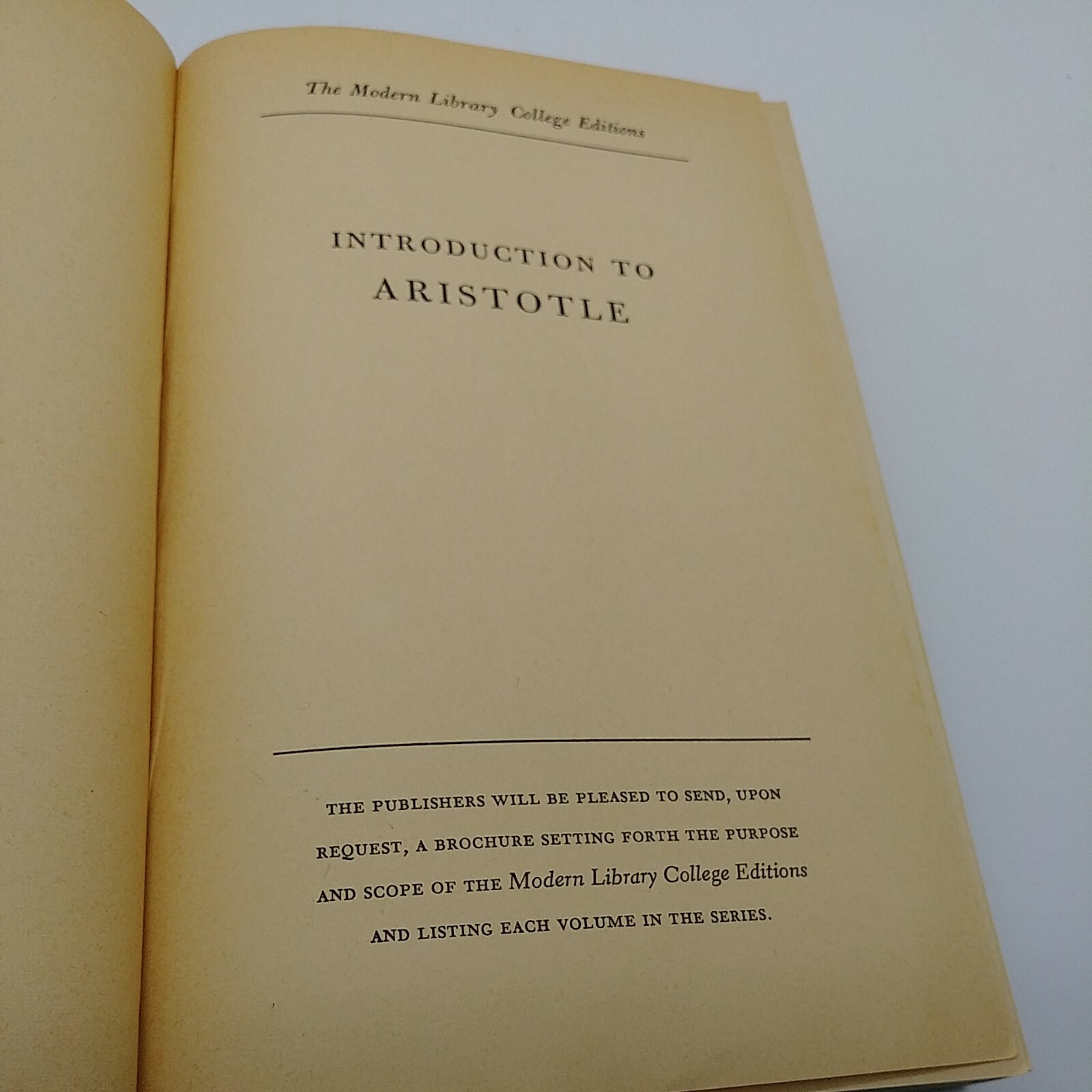 Introduction to Aristotle Richard McKeon SIGNED 1947 Collectible PB