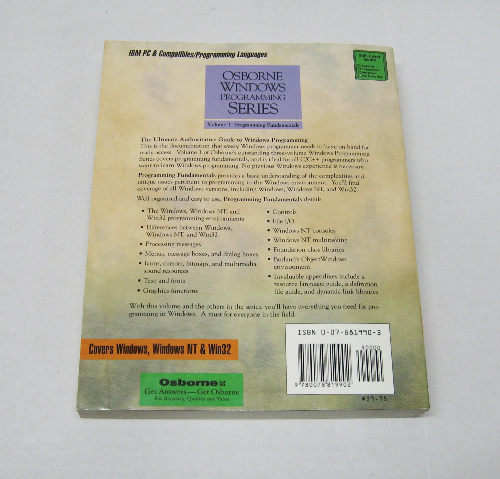 Osborne Windows Programming Book Set – Schildt – Vintage – C/C++ – 4 Book LOT