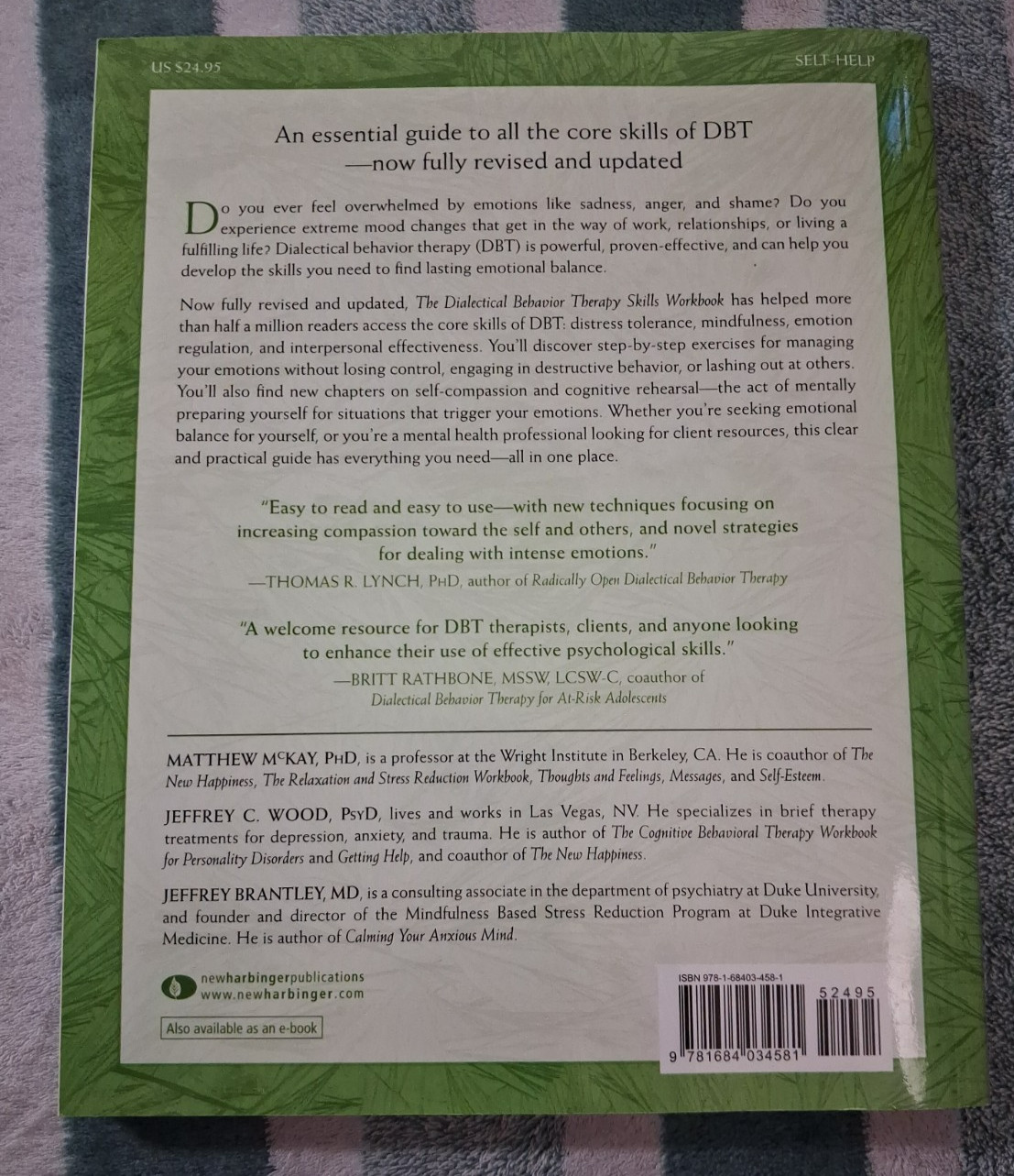 Dialectical Behavior Therapy Skills Workbook 2nd Edition (BRAND NEW!!)