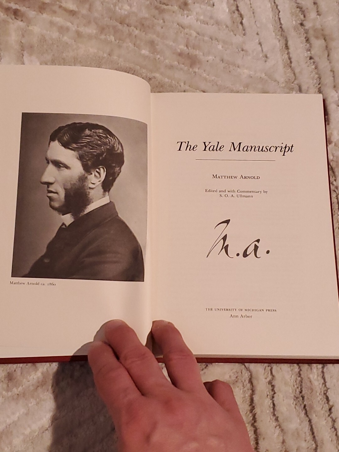 Arnold, Matthew THE YALE MANUSCRIPT Hardback BOOK