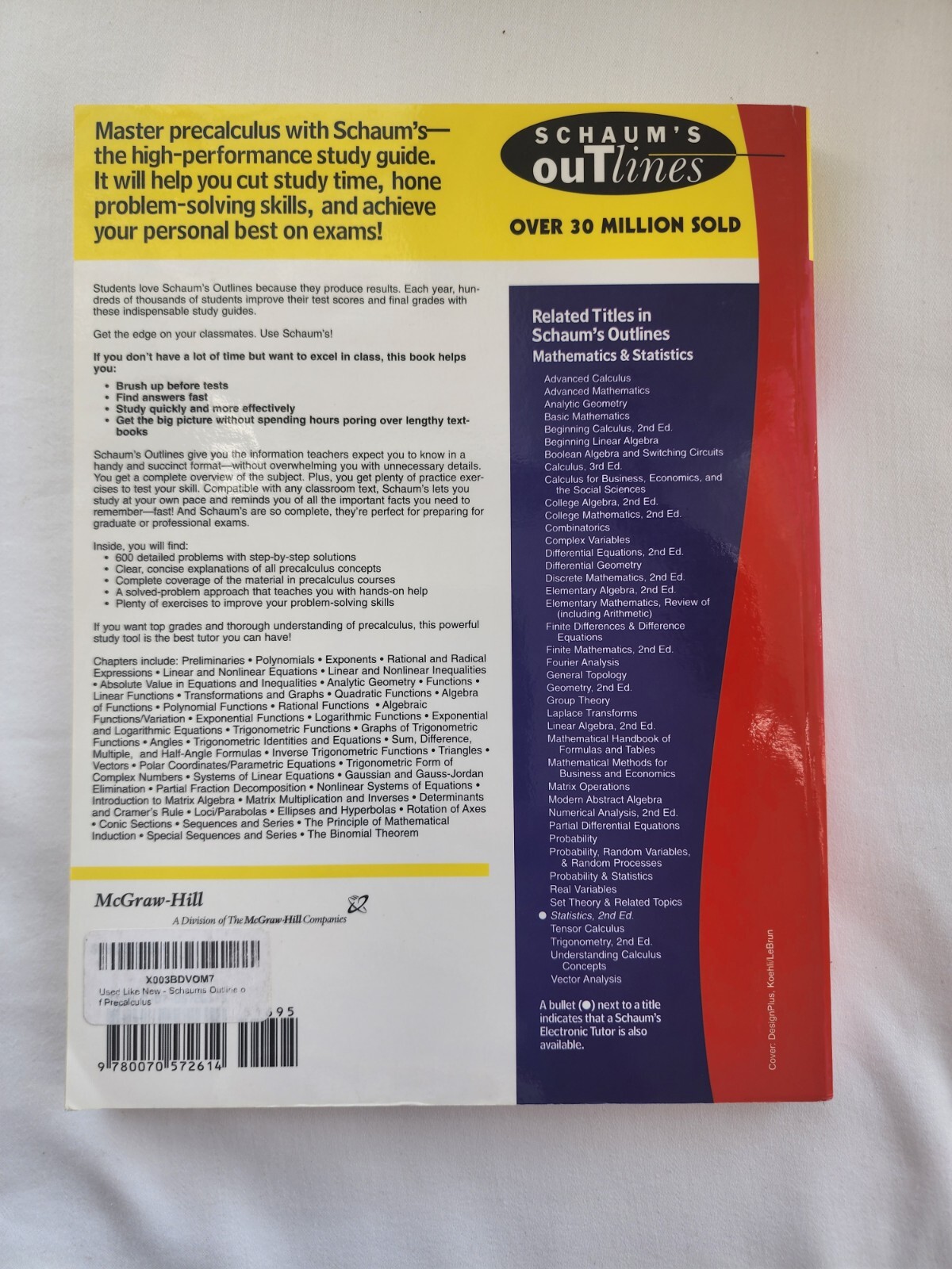 Schaum’s Outline Ser.: Schaum’s Outline of Precalculus by Fred Safier (1997,…
