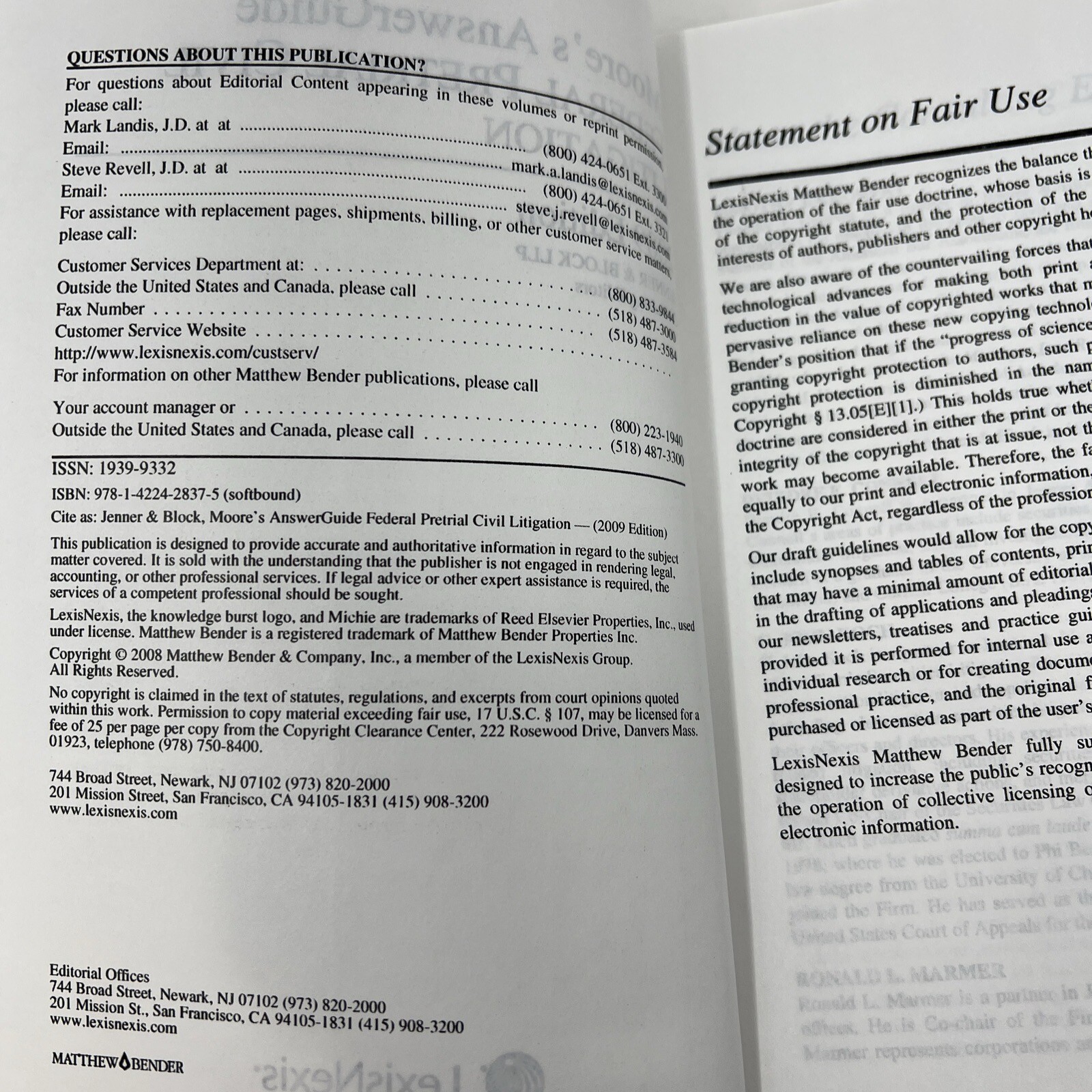 Federal Pretrial Civil Litigation, 2009 Edition (Moore’s AnswerGuide)