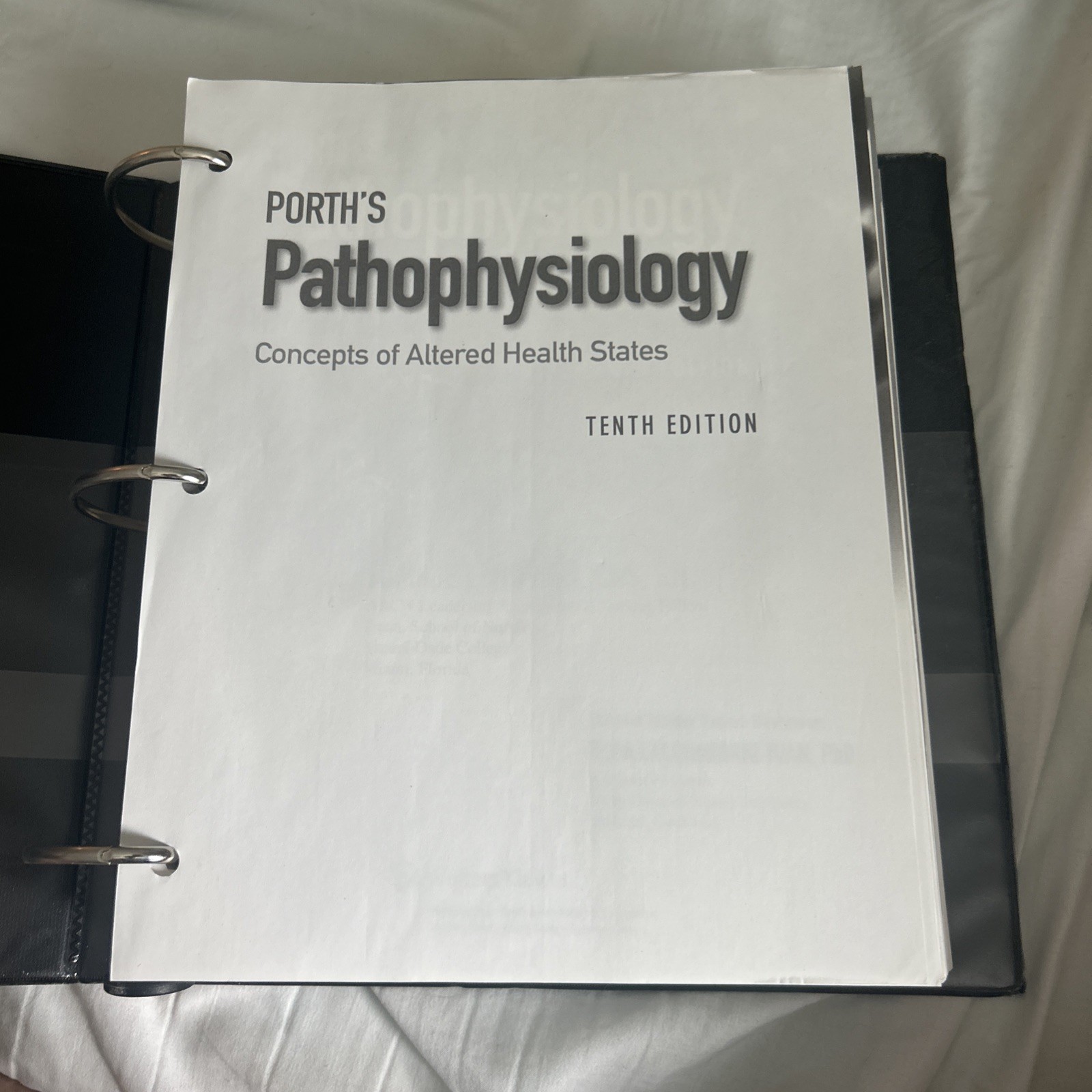 New Porth’s Essentials of Pathophysiology Tenth Edition Loose-leaf B&W Version
