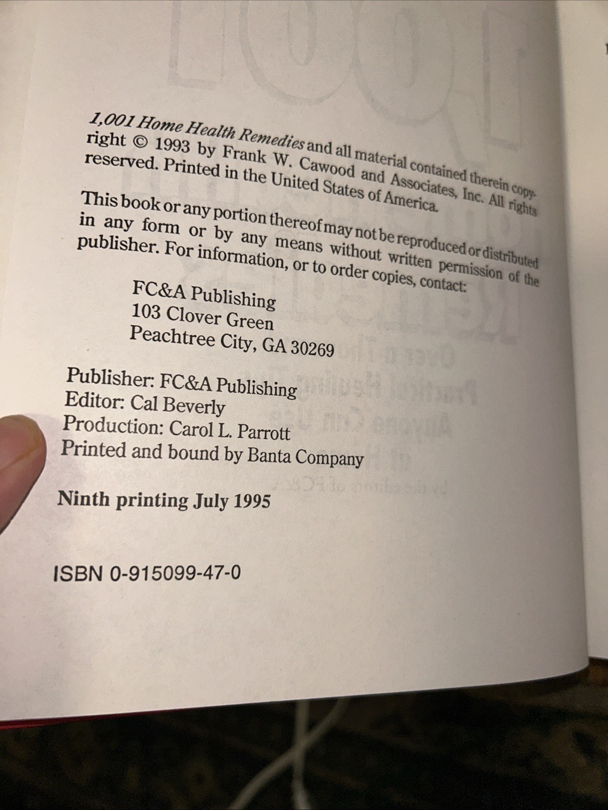 THE BOOK OF 1,001 HOME HEALTH REMEDIES By Natural Healing Newsletter – HC NEW B9