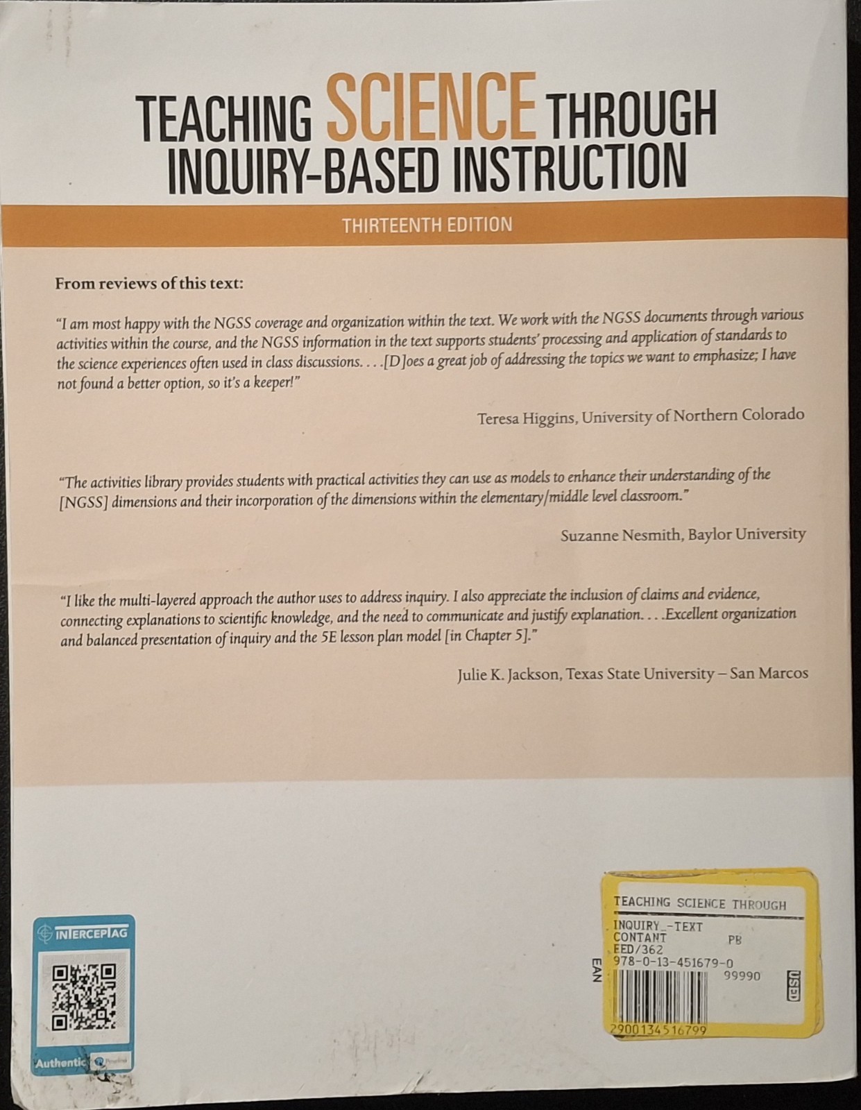 Teaching Science Through Inquiry-Based Instruction by Terry Contant, Anne Tweed,