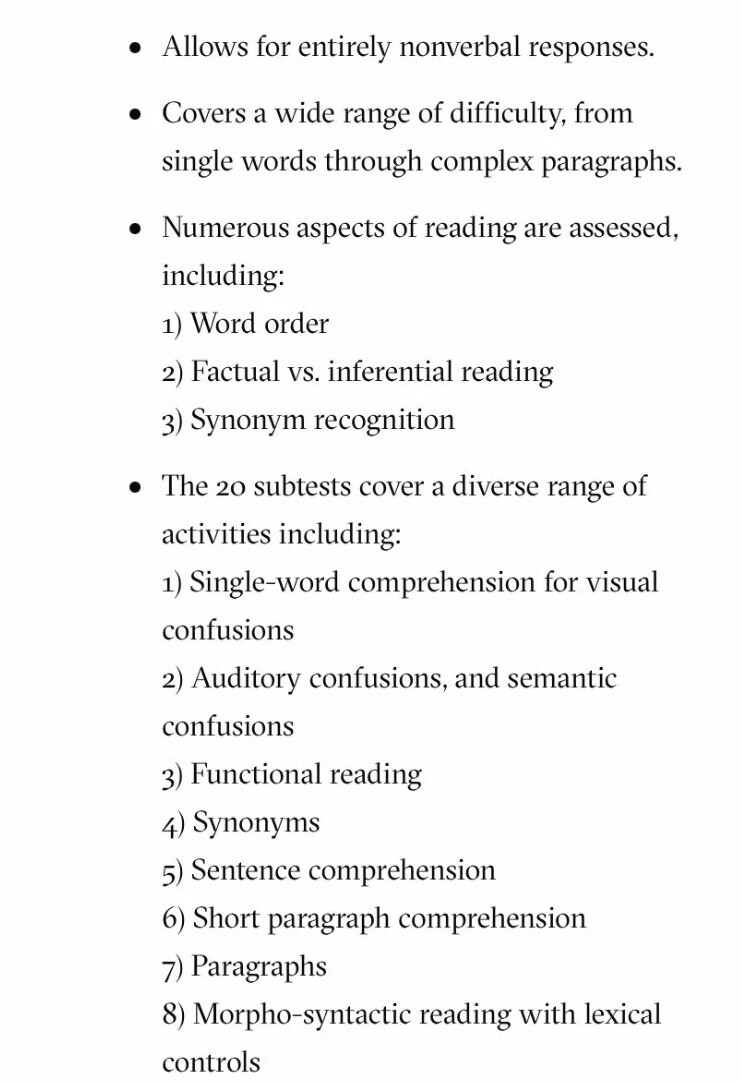 Reading Compreh Battery Aphasia-2 Adults/TBI/Neurogenic Disorders MANUAL ONLY