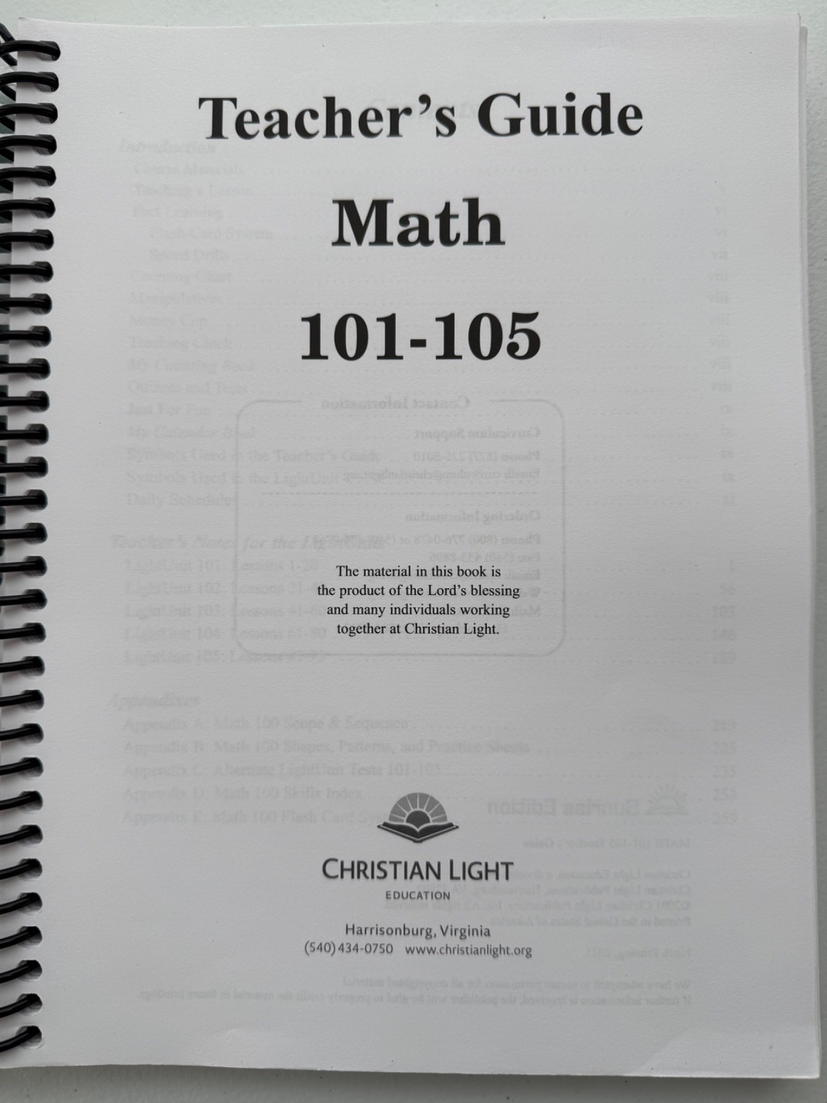 Christian Light Education – Mathematics 1 – Teachers Guides 101-105 & 106-110
