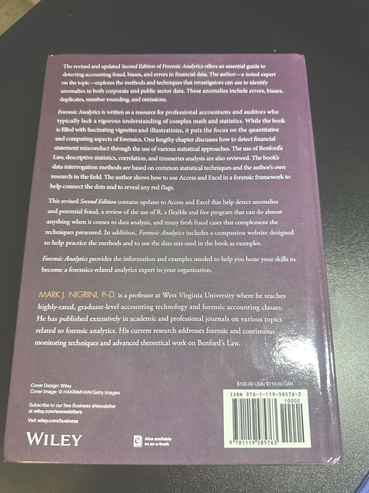 Forensic Analytics 2nd Ed Mark J. Nigrini Hardcover 2011 Wiley