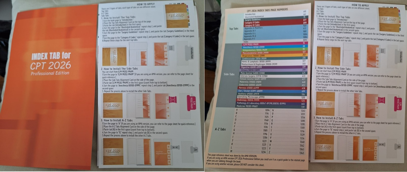Index Tabs for CPT 2026 Professional Edition, Complete CPT Book Tabs NEW