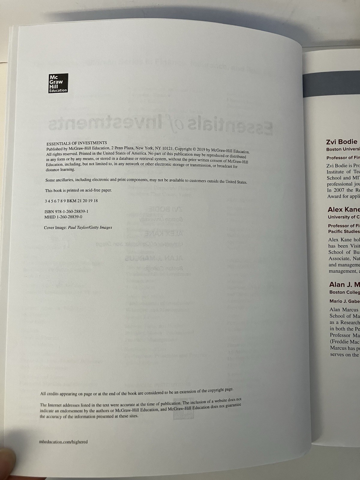 Essentials of Investments 11th Edition International Edition 2019 EXCELLENT
