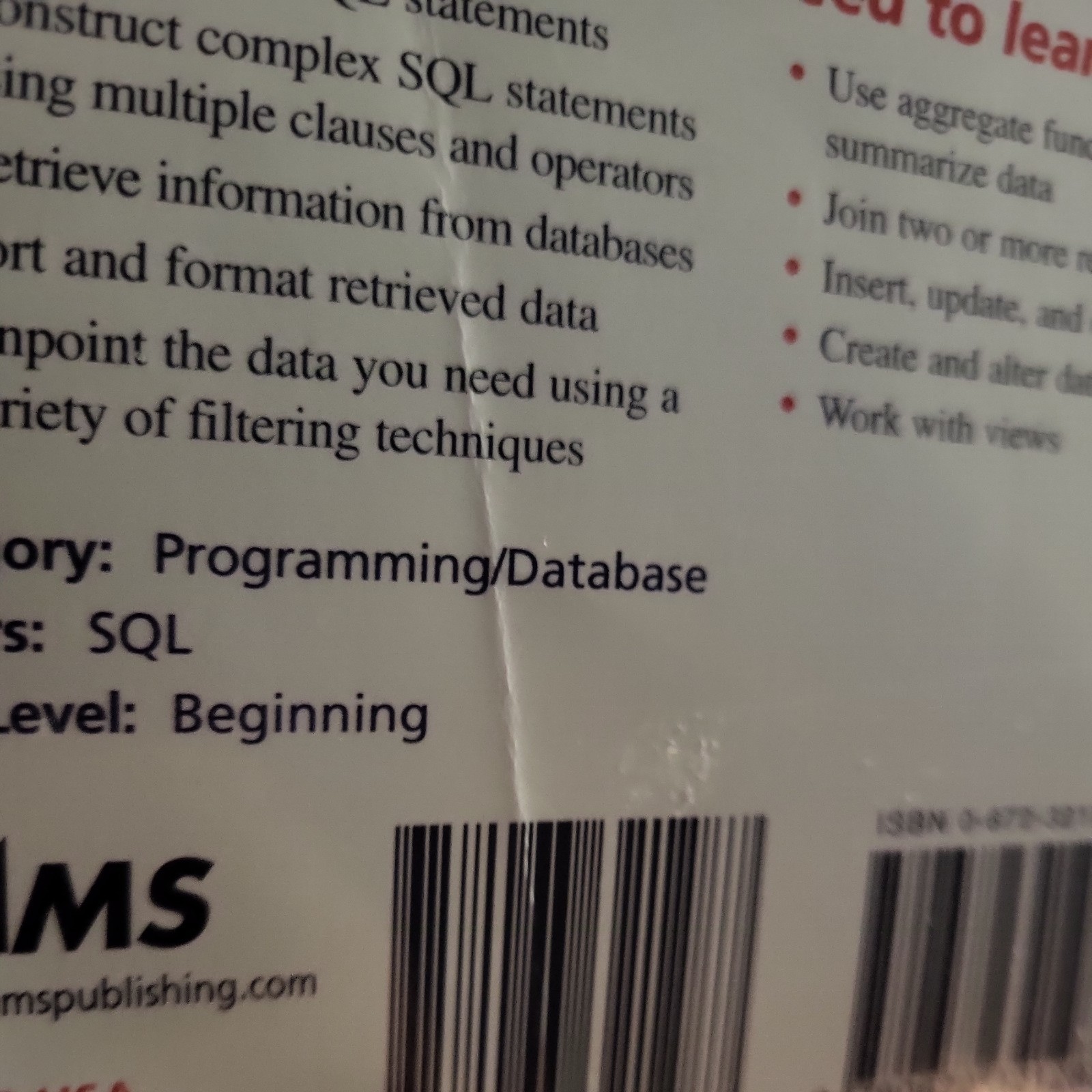 Teach Yourself Ser.: Sams Teach Yourself SQL in 10 Minutes by Ben Forta…