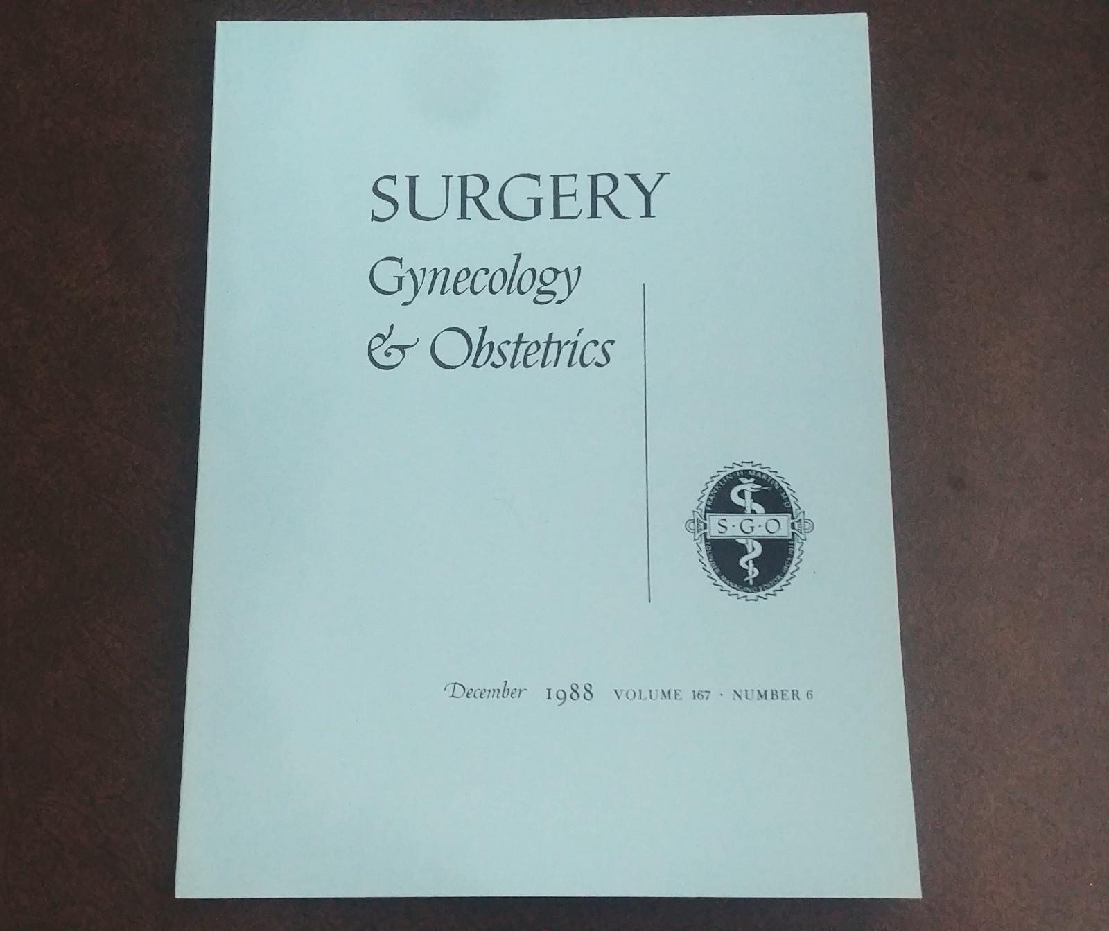 Surgery, Gynecology & Obstetrics Medical Journal Vol. 167 COMPLETE Vintage 1988