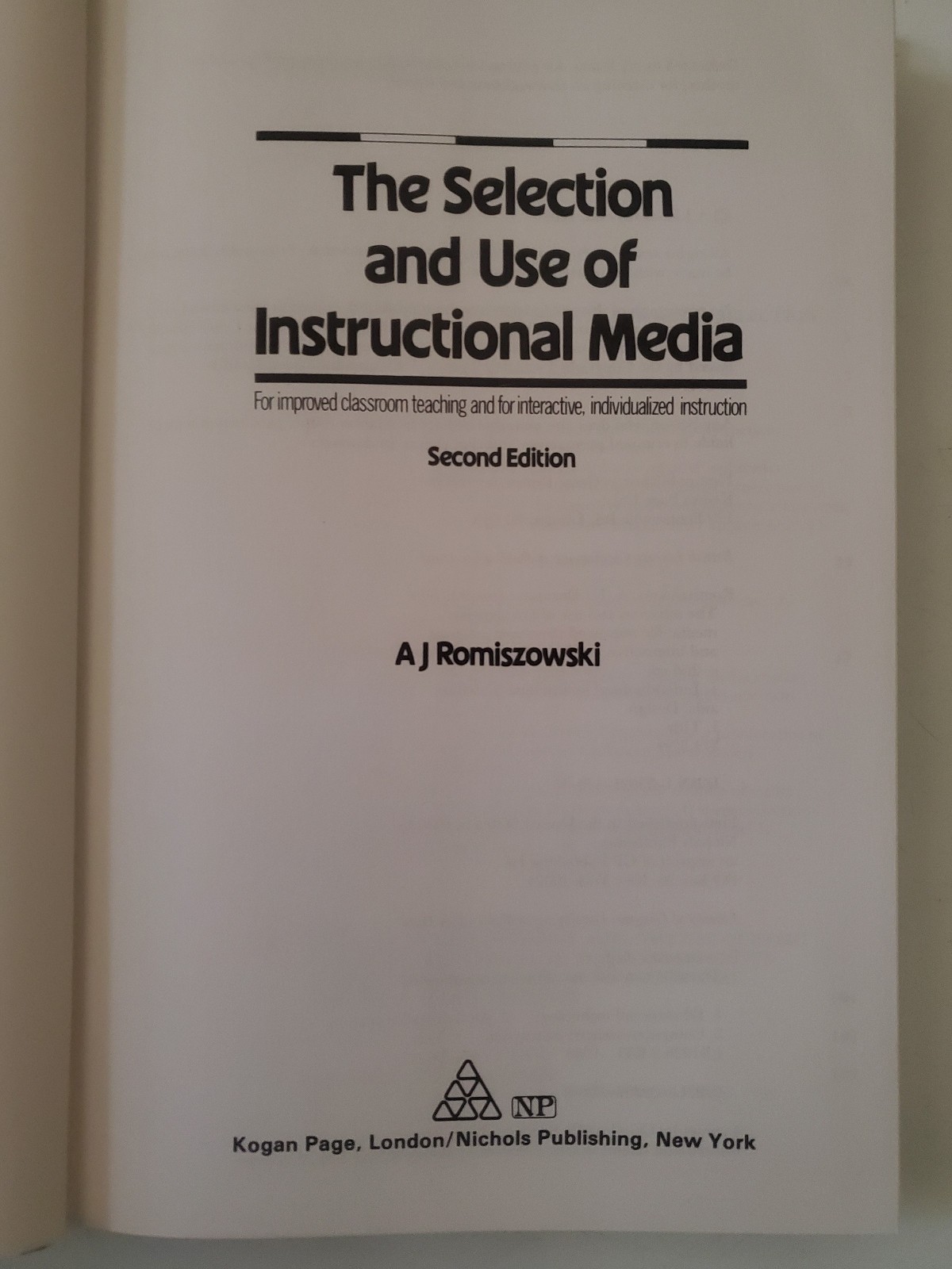 The Selection And Use Of Instructional Media A.J. Romiszowski 2nd Edition VG++