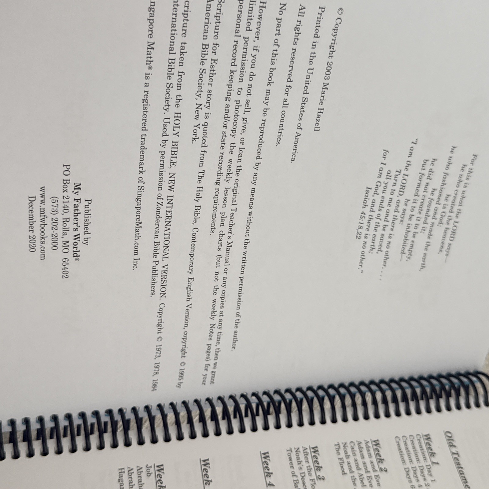 Creation To The Greeks Spiral Bound Teacher’s Manual 4th-8th Grade 2nd Edition