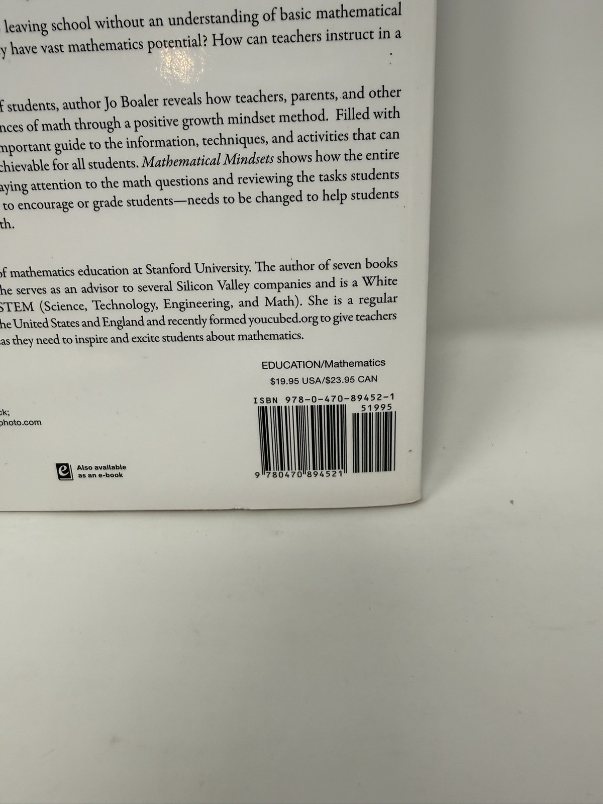 Mathematical Mindsets by Jo Boaler Paperback Textbook Education Math Teaching