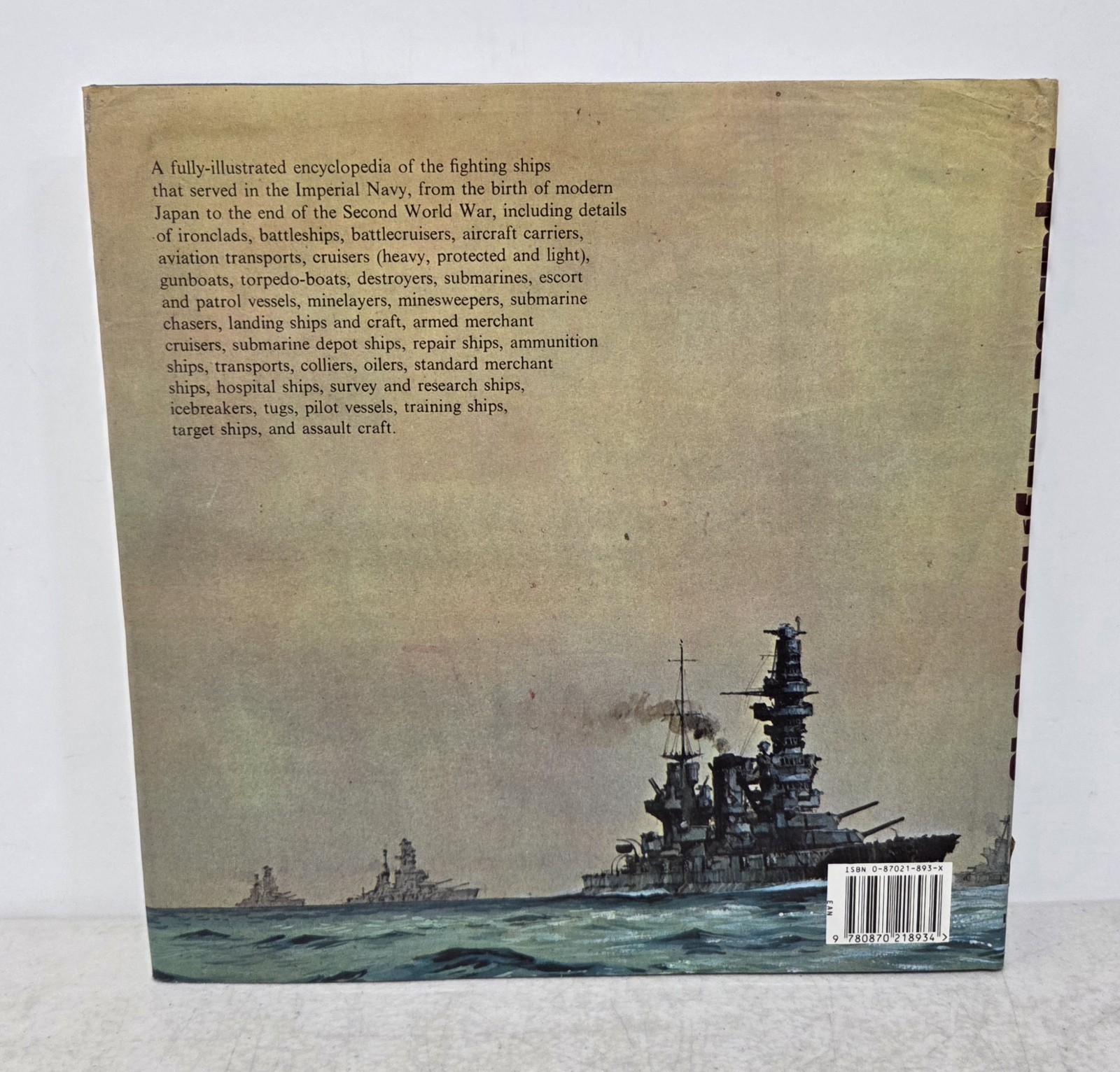 Warships Of The Imperial Japanese Navy 1869-1945 Hardcover Book DJ 1992 Illus.