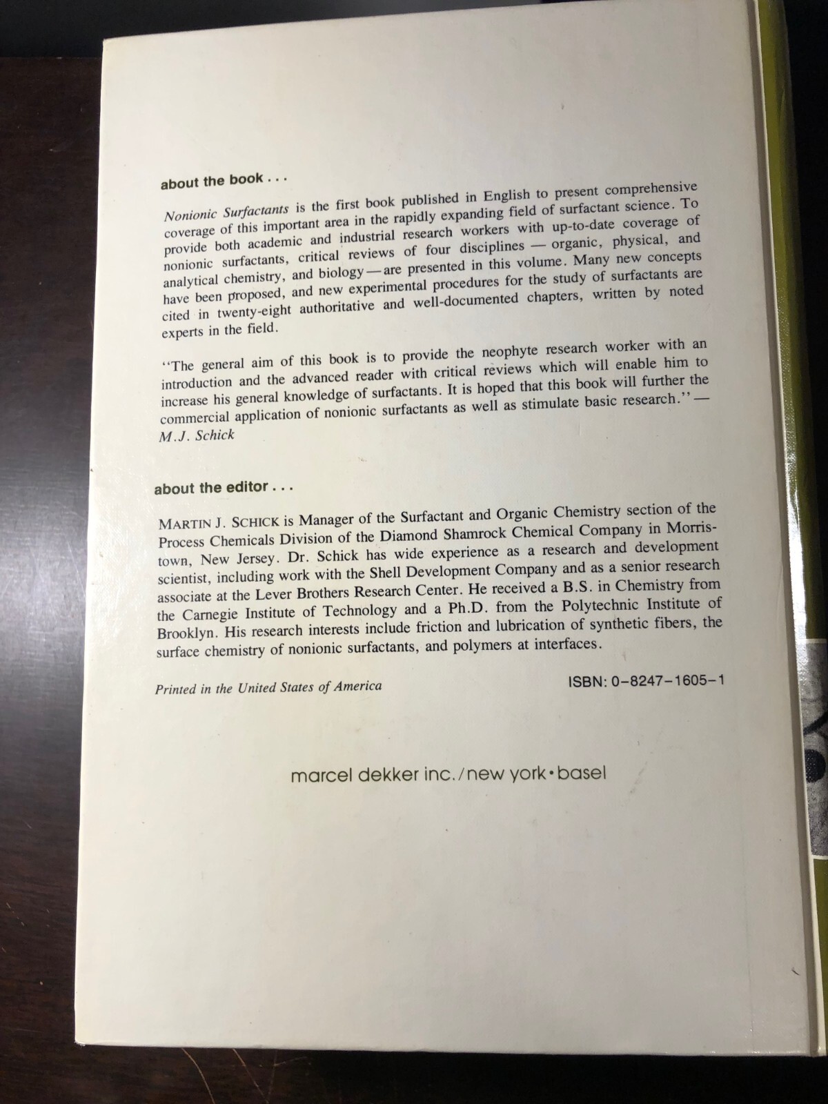 Nonionic Surfactants Volume 1 / Chemical Engineering & Biophysics Reference