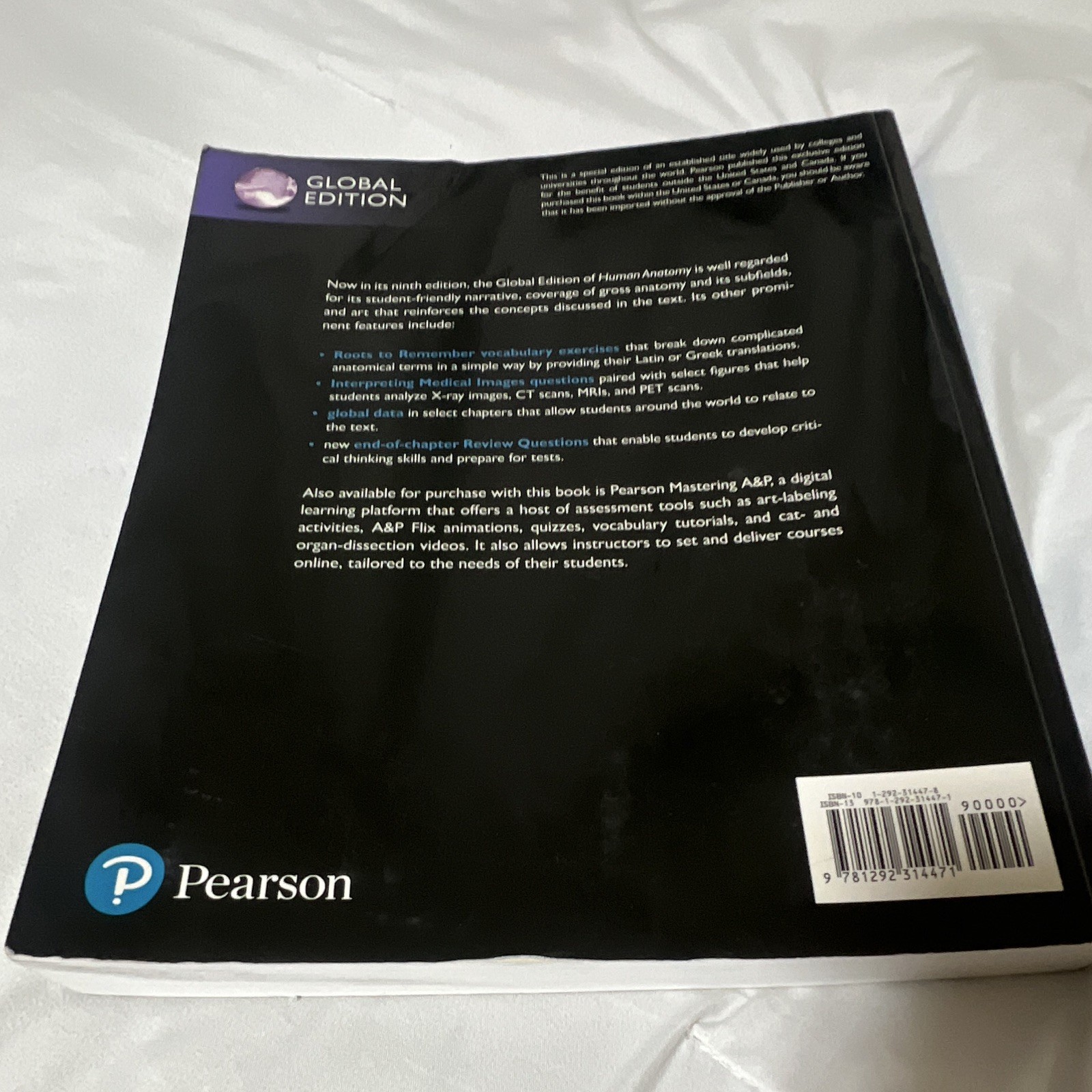 Pearson Human Anatomy Global Edition 9th Ed Paperback Marieb Brady Mallatt 2019