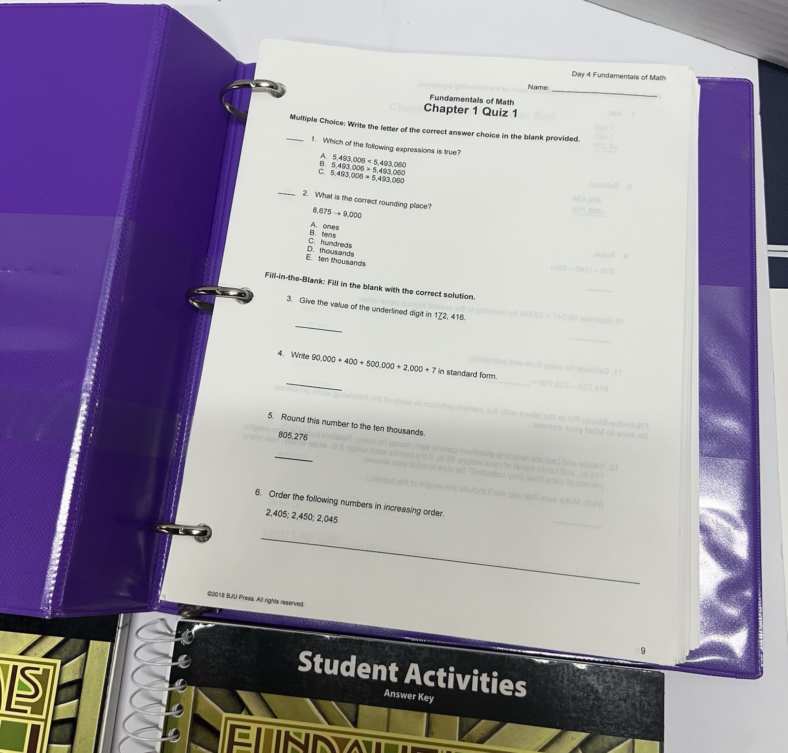 BJU Fundamentals of Math complete set kit 2nd ed. teacher text activities key cd