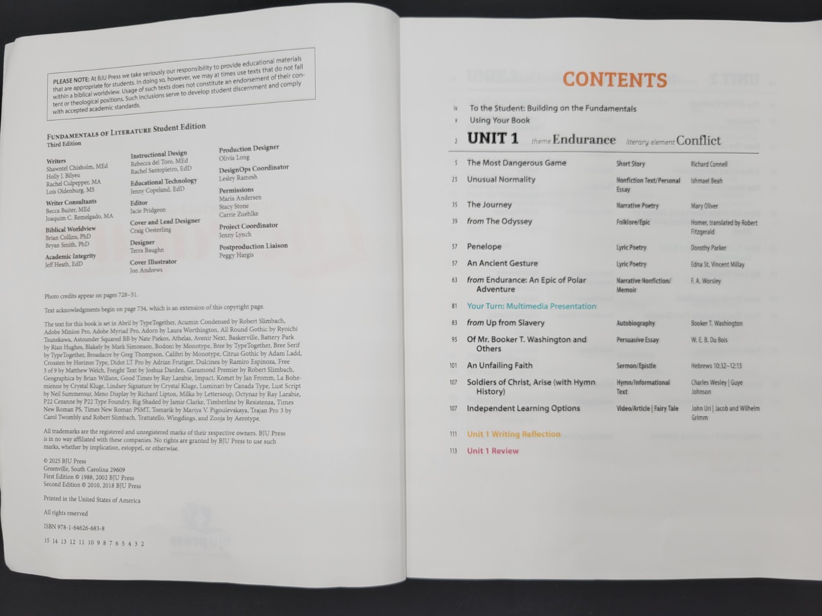 Fundamentals Literature 9 Student Textbook 3rd Edition 2025 BJU Press #540186 VG